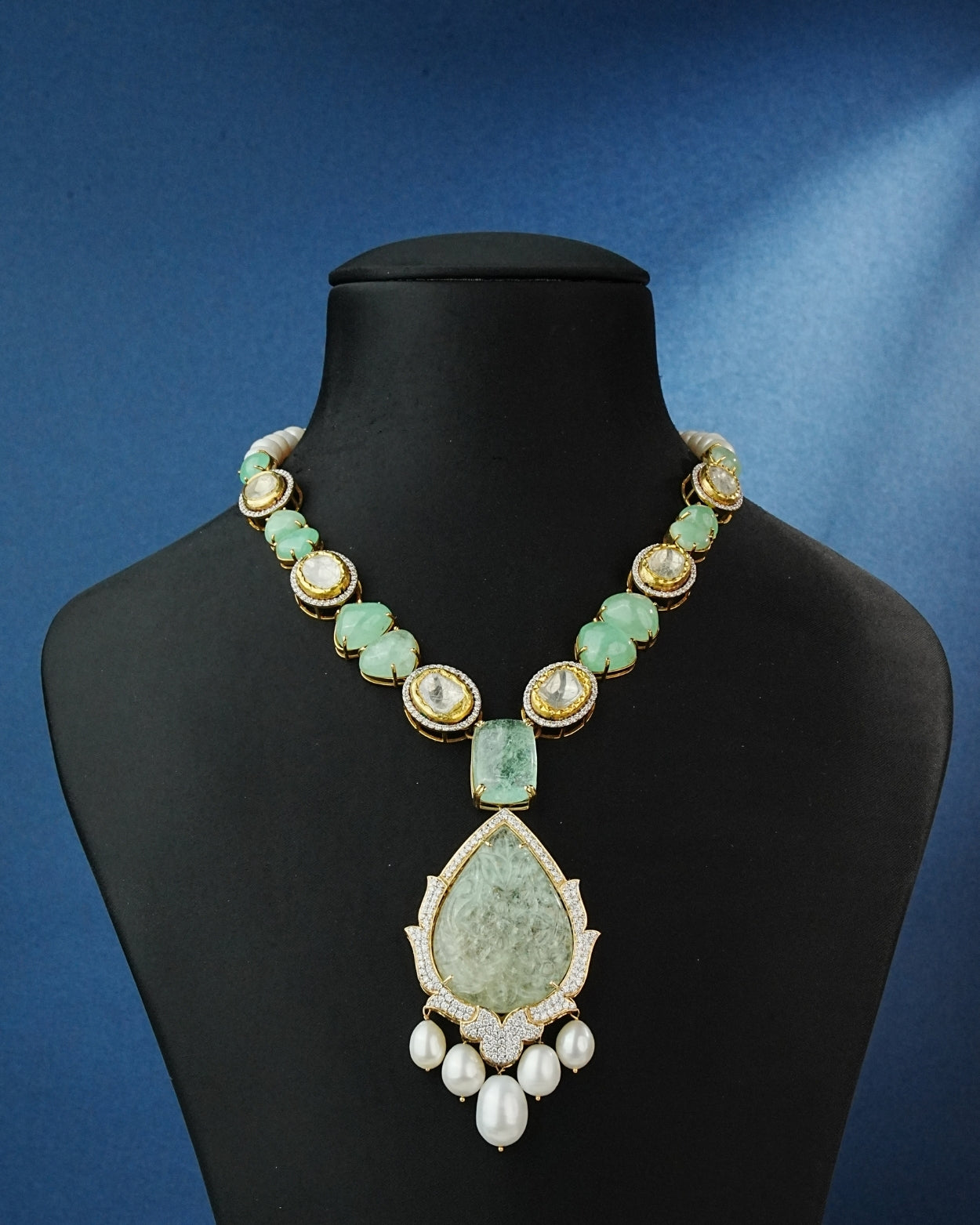 Revia Polki And Diamond Long Necklace