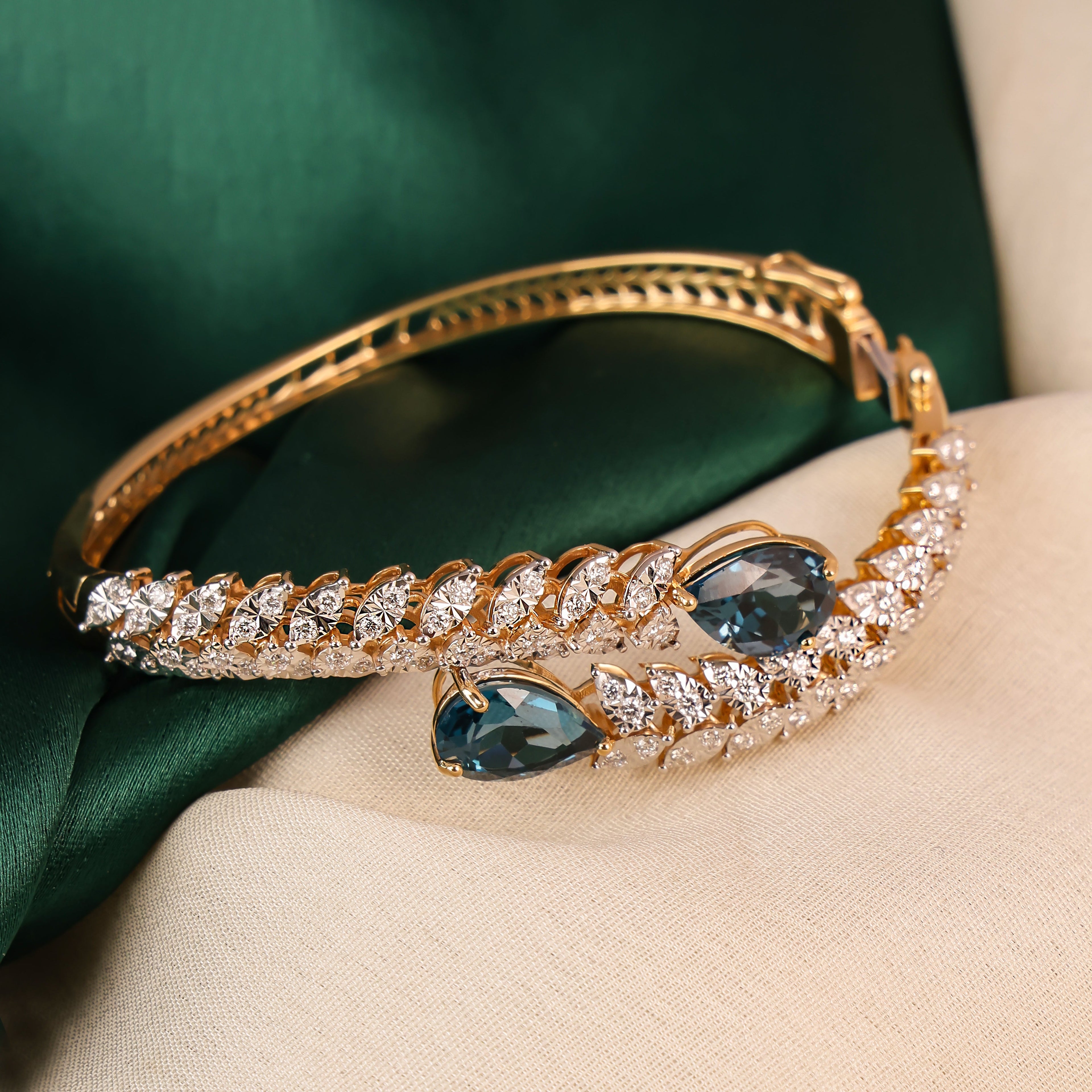Aqua Blue Stone Diamond Bangle