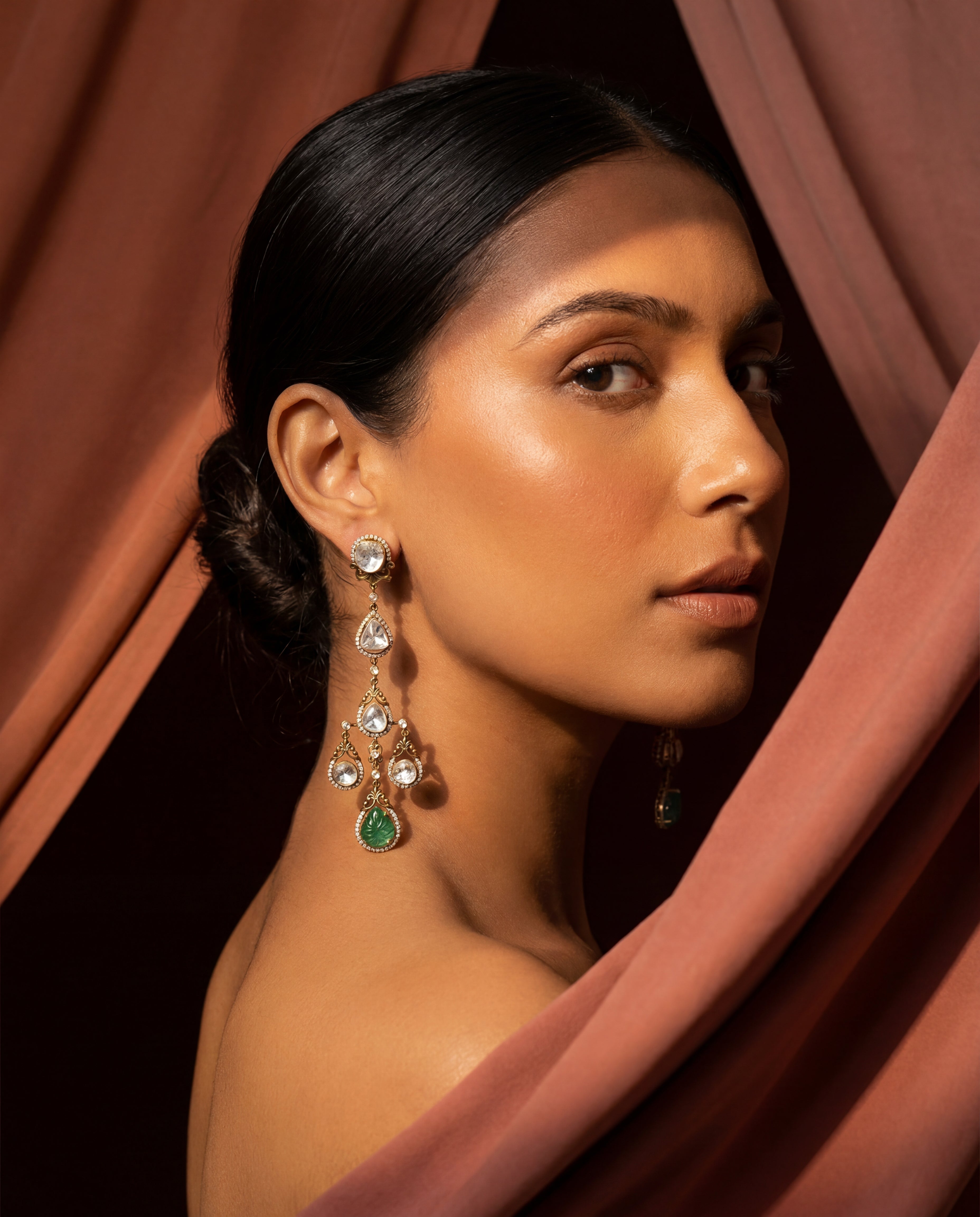 Divyaani Polki And Diamond Long Earrings