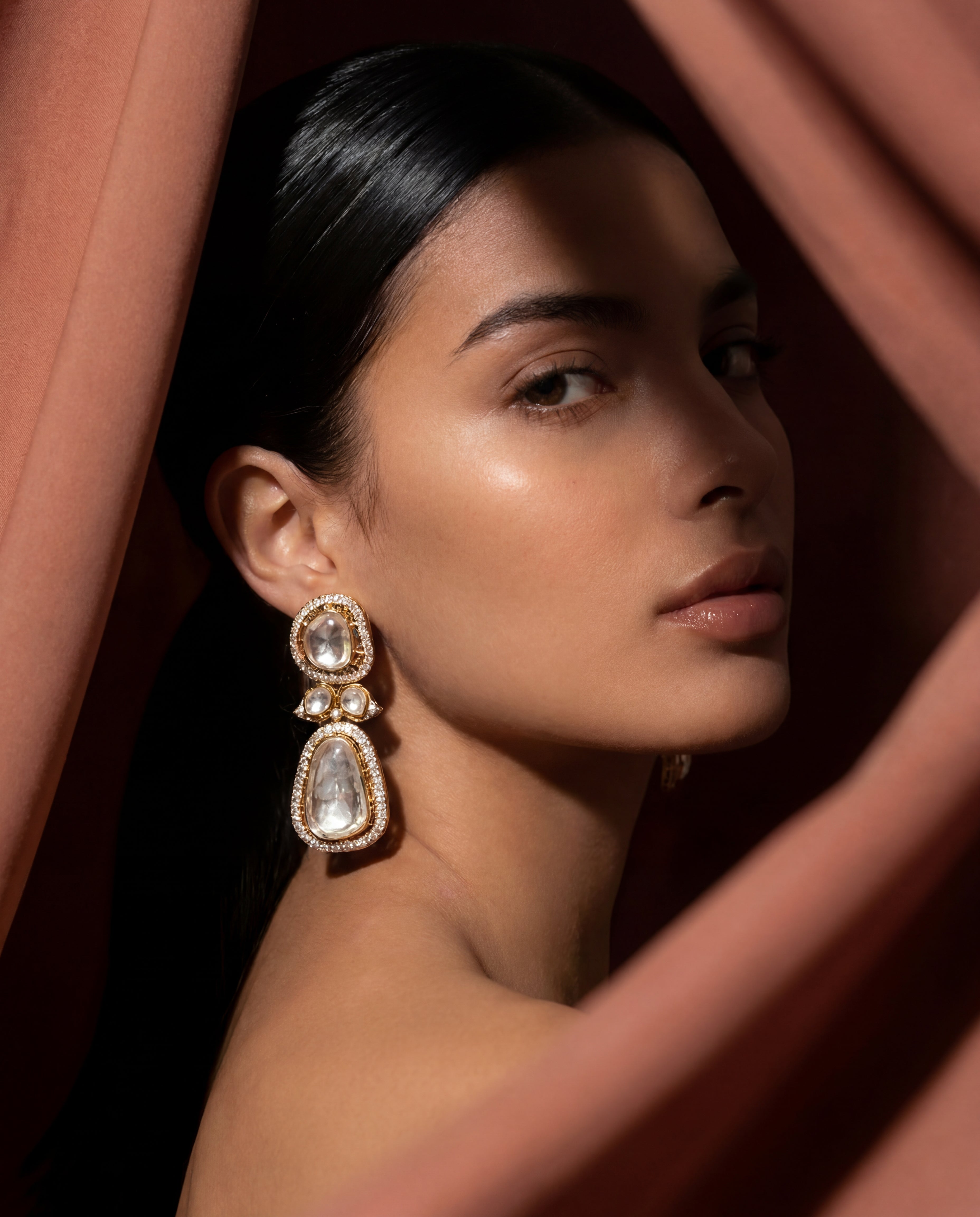 Aria Polki And Diamond Long Earrings
