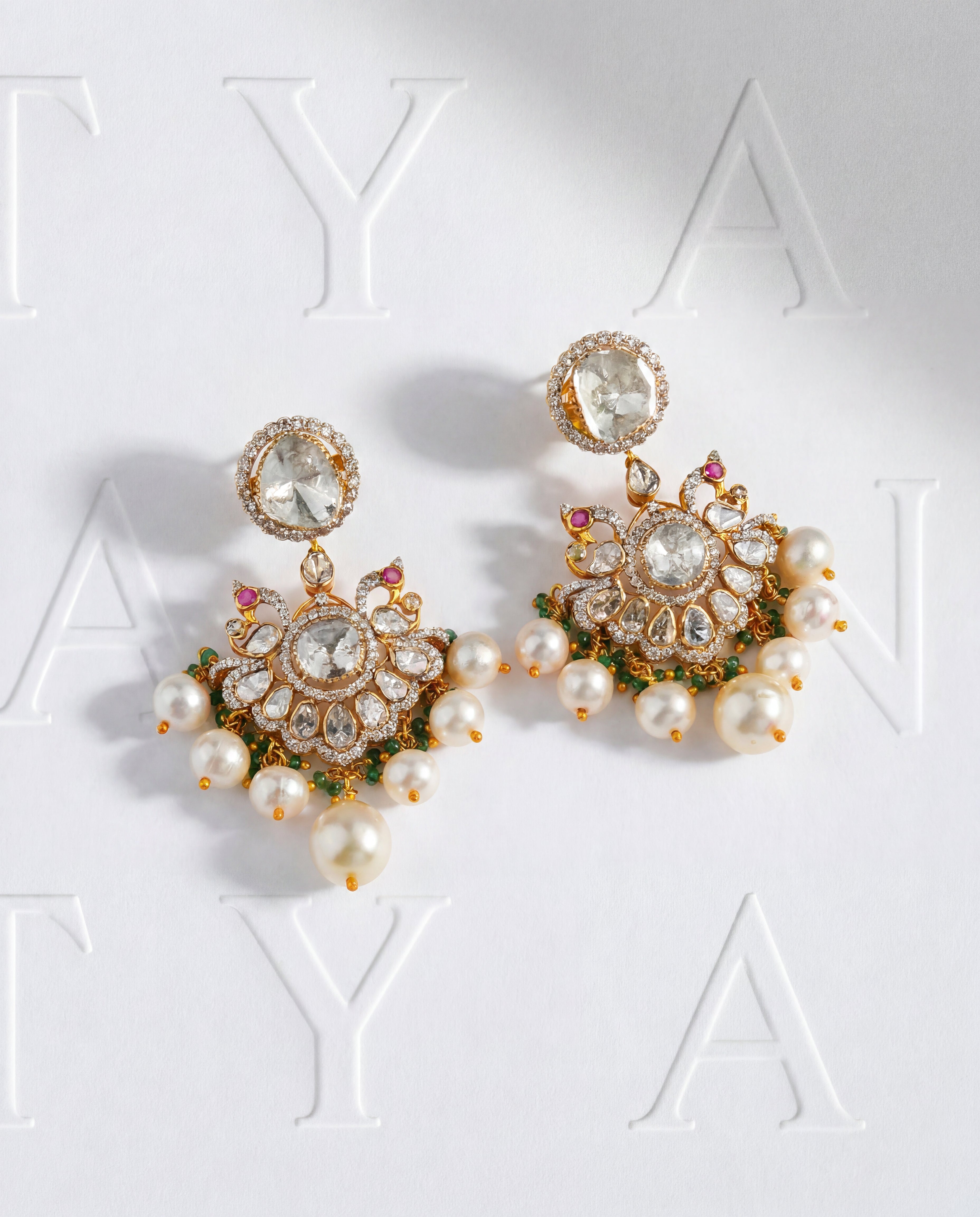 Aisha Polki And Diamond Long Earrings