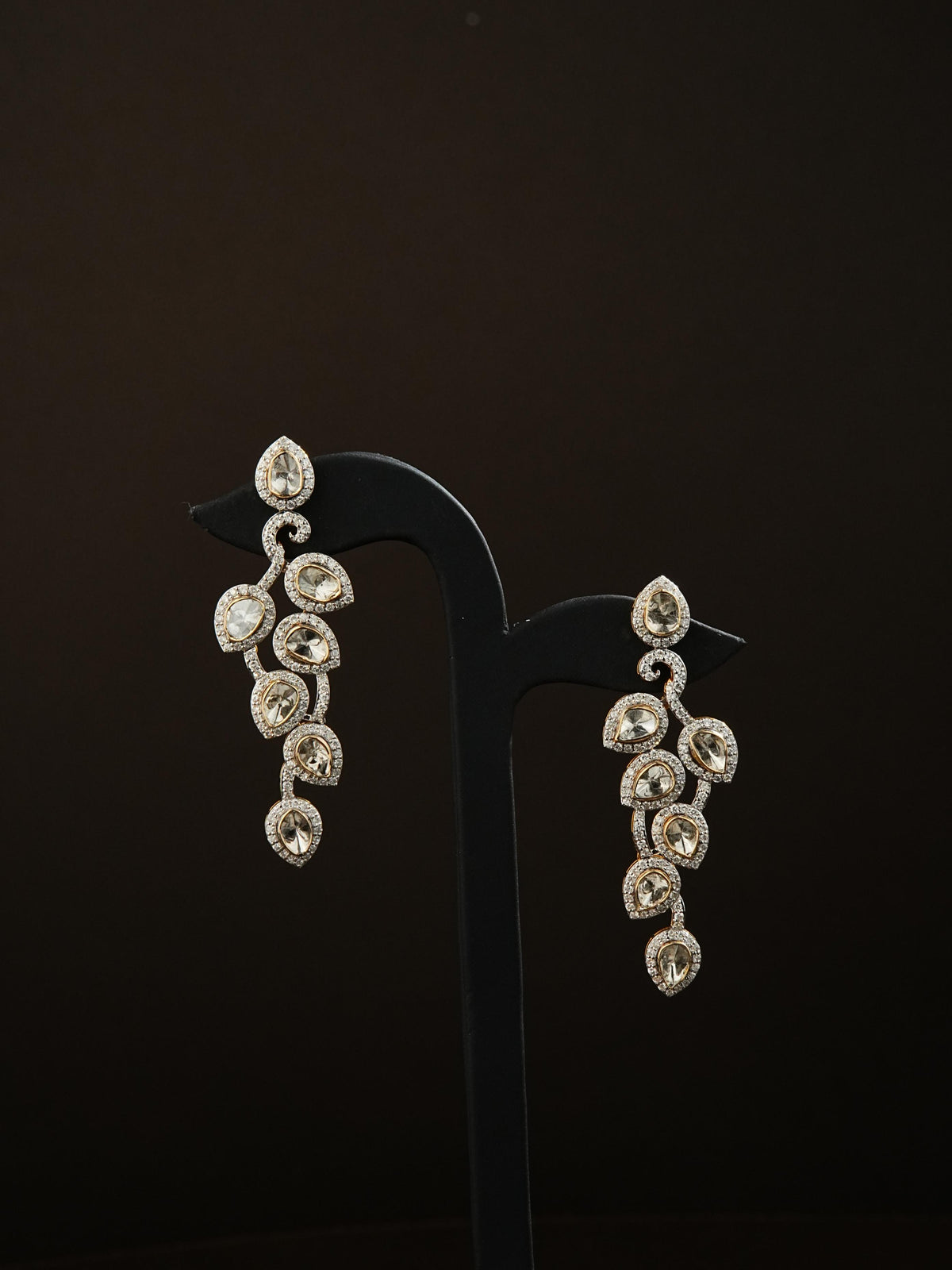 Navya Polki And Diamond Long Earrings