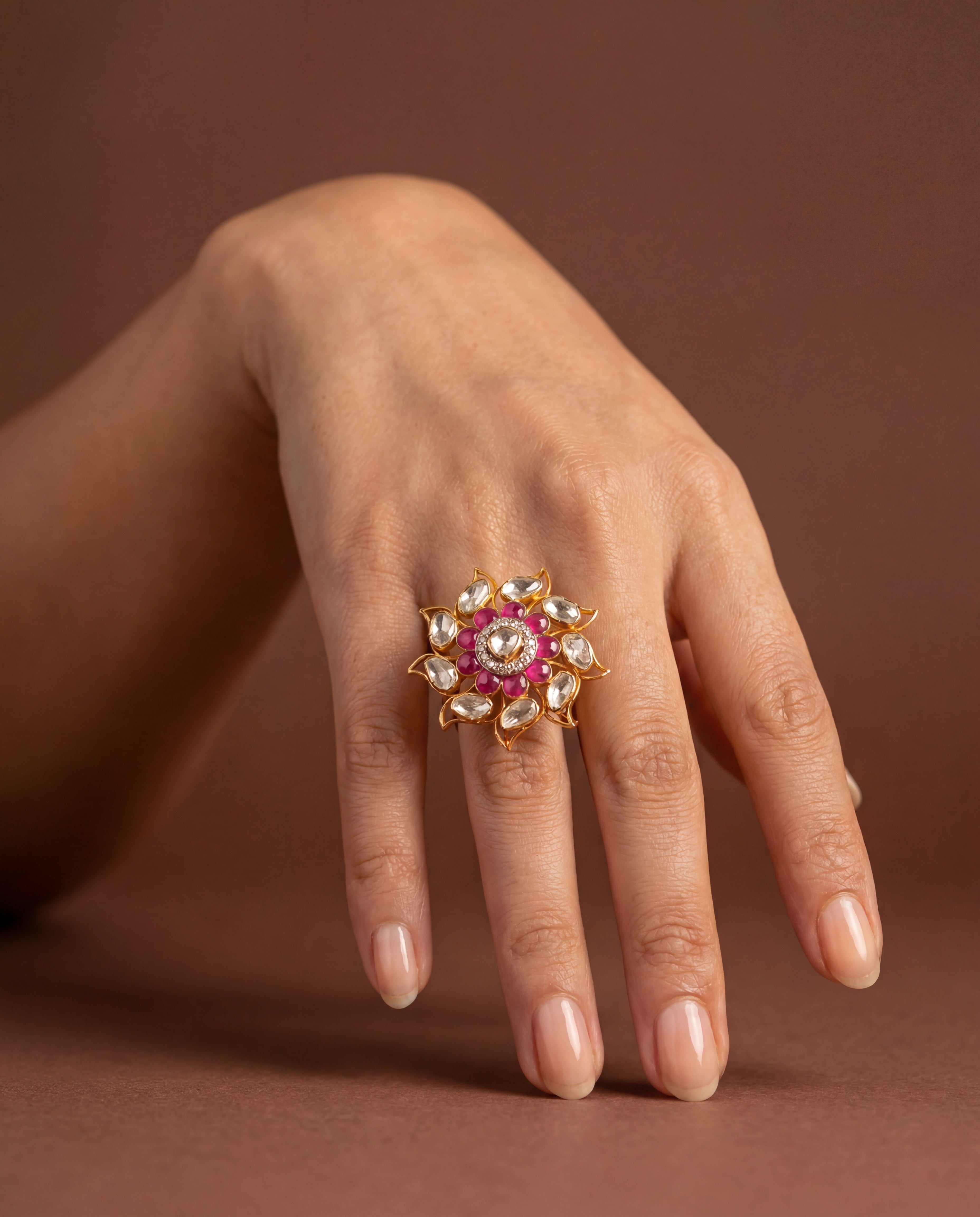 Vanshika Polki And Diamond Ring