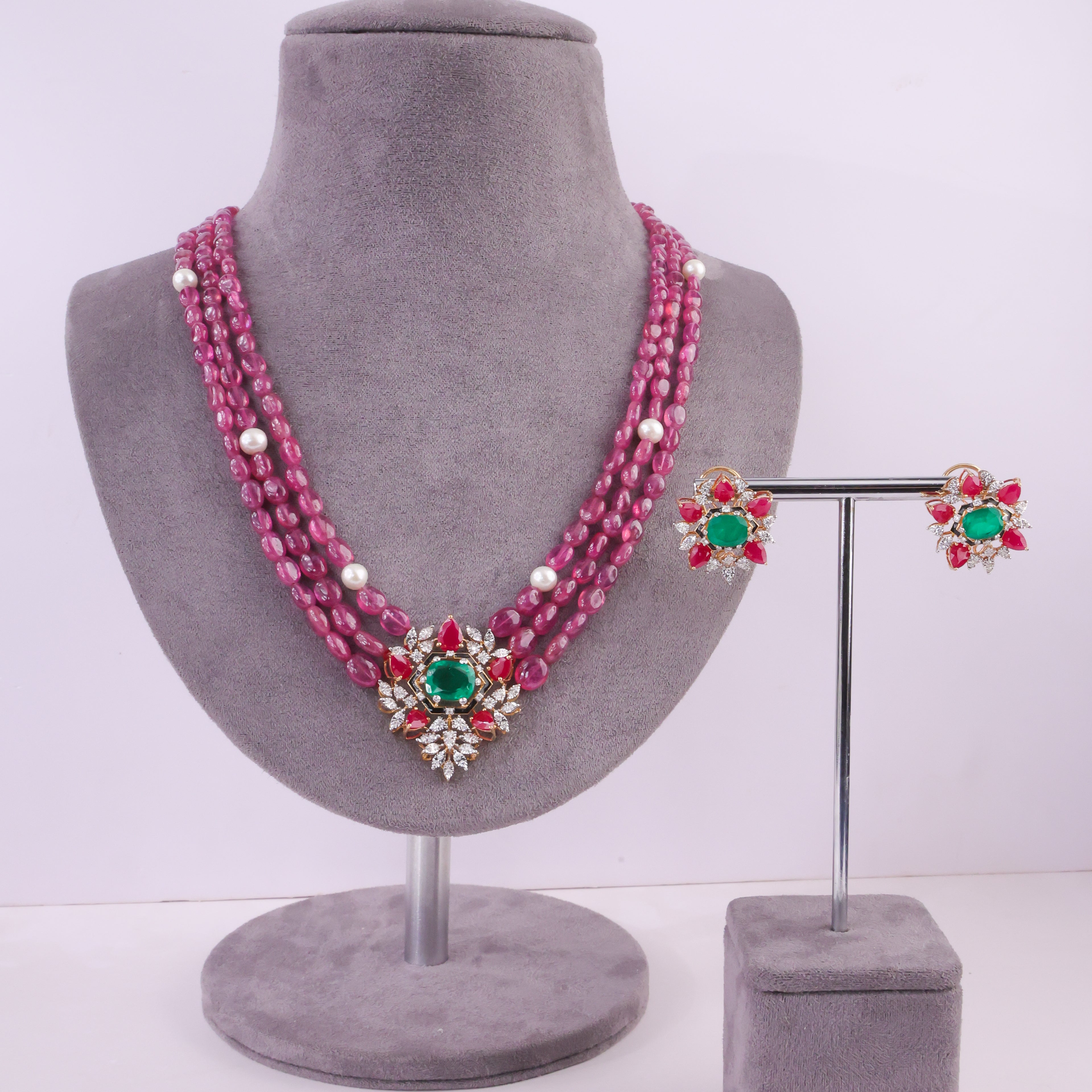 Bead Pendant Diamond Set