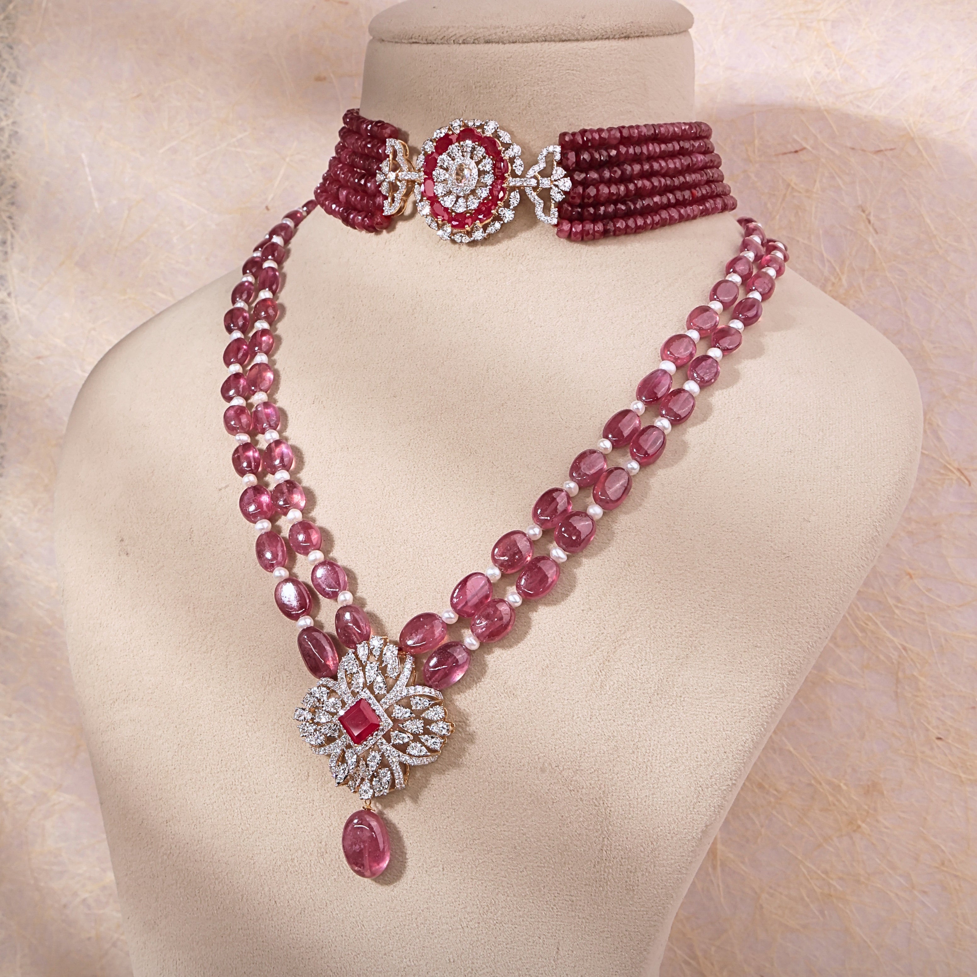 Bead Diamond Necklace Set