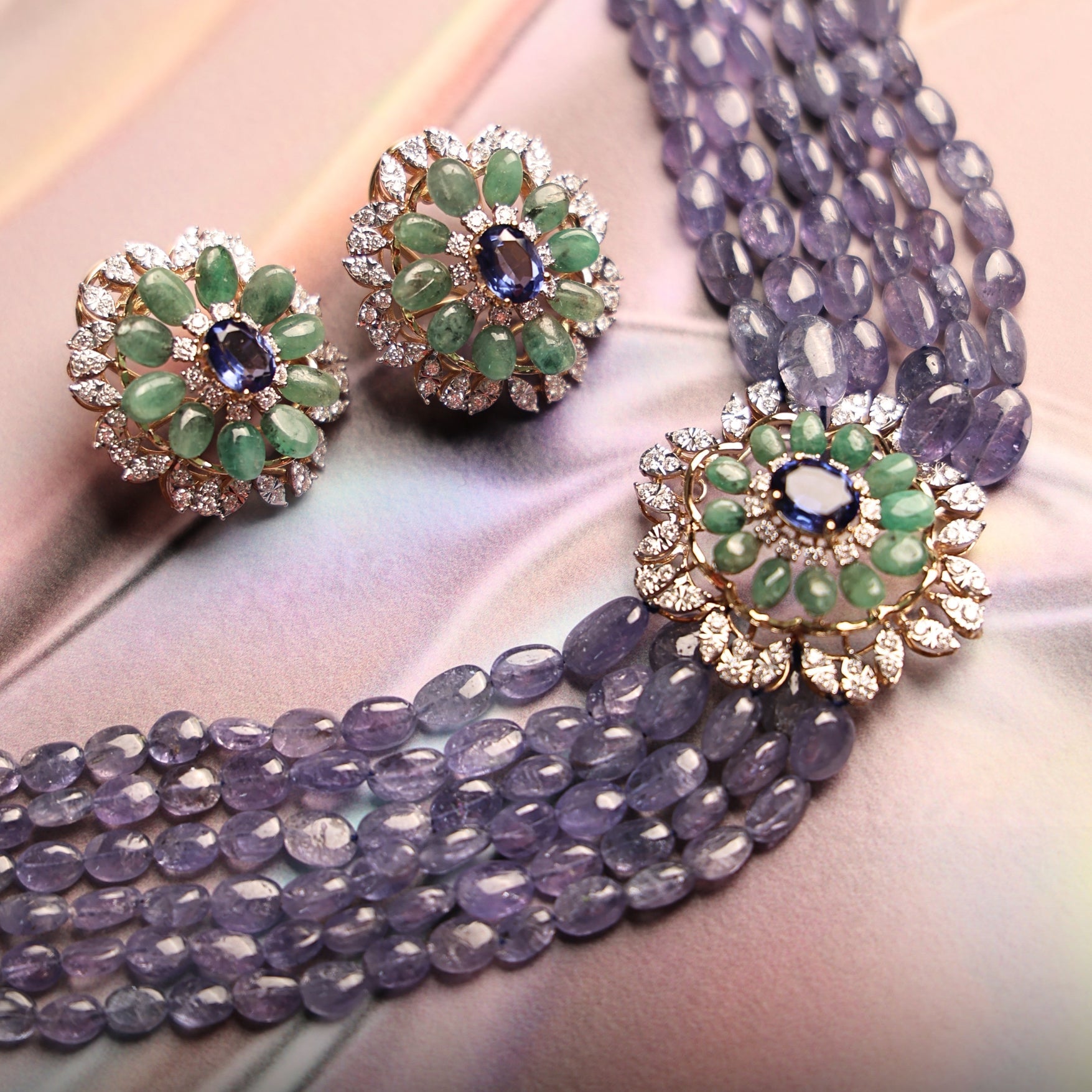 Blue Bead Choker Bridal Sets