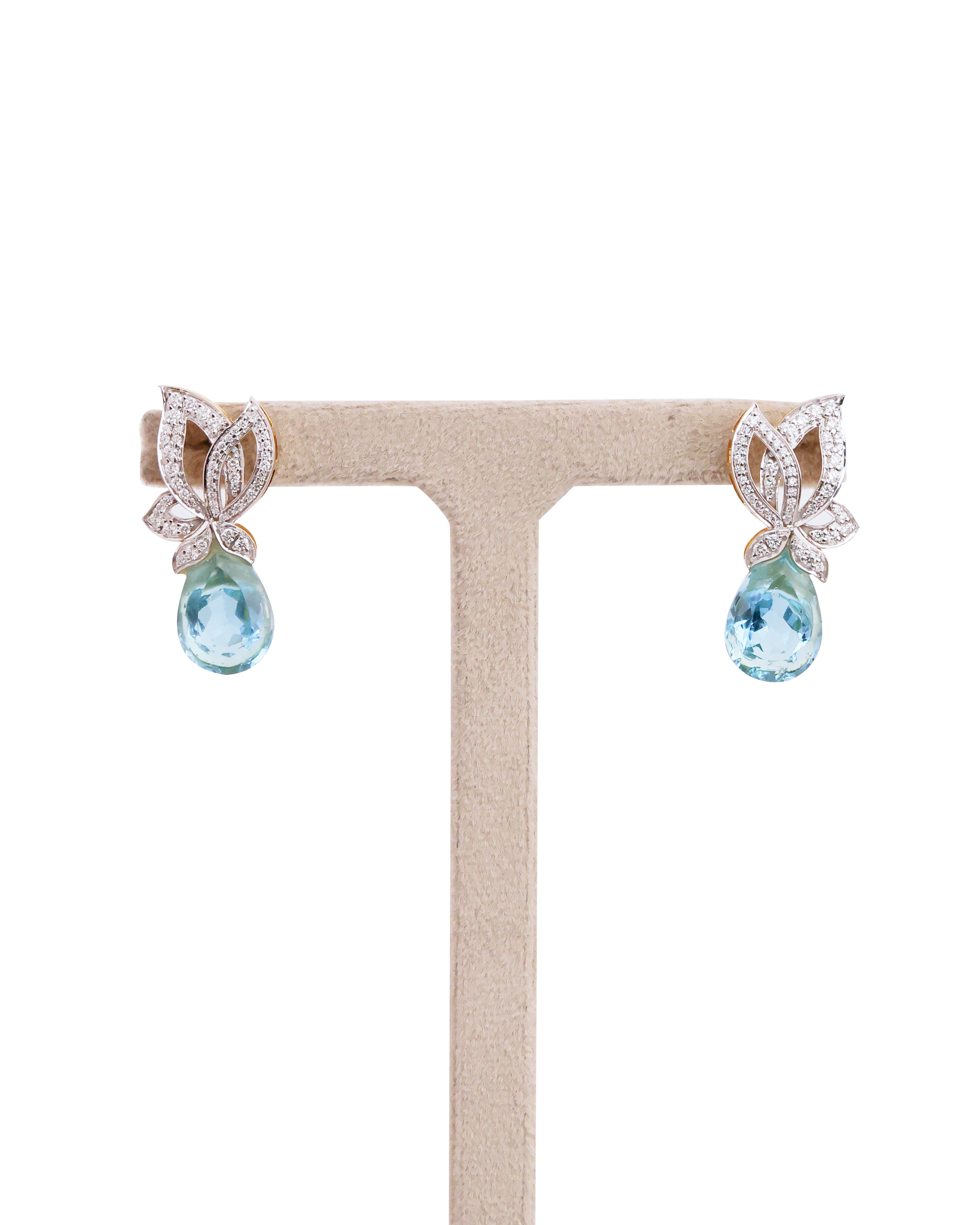 Blue Stone Diamond Drop Earrings