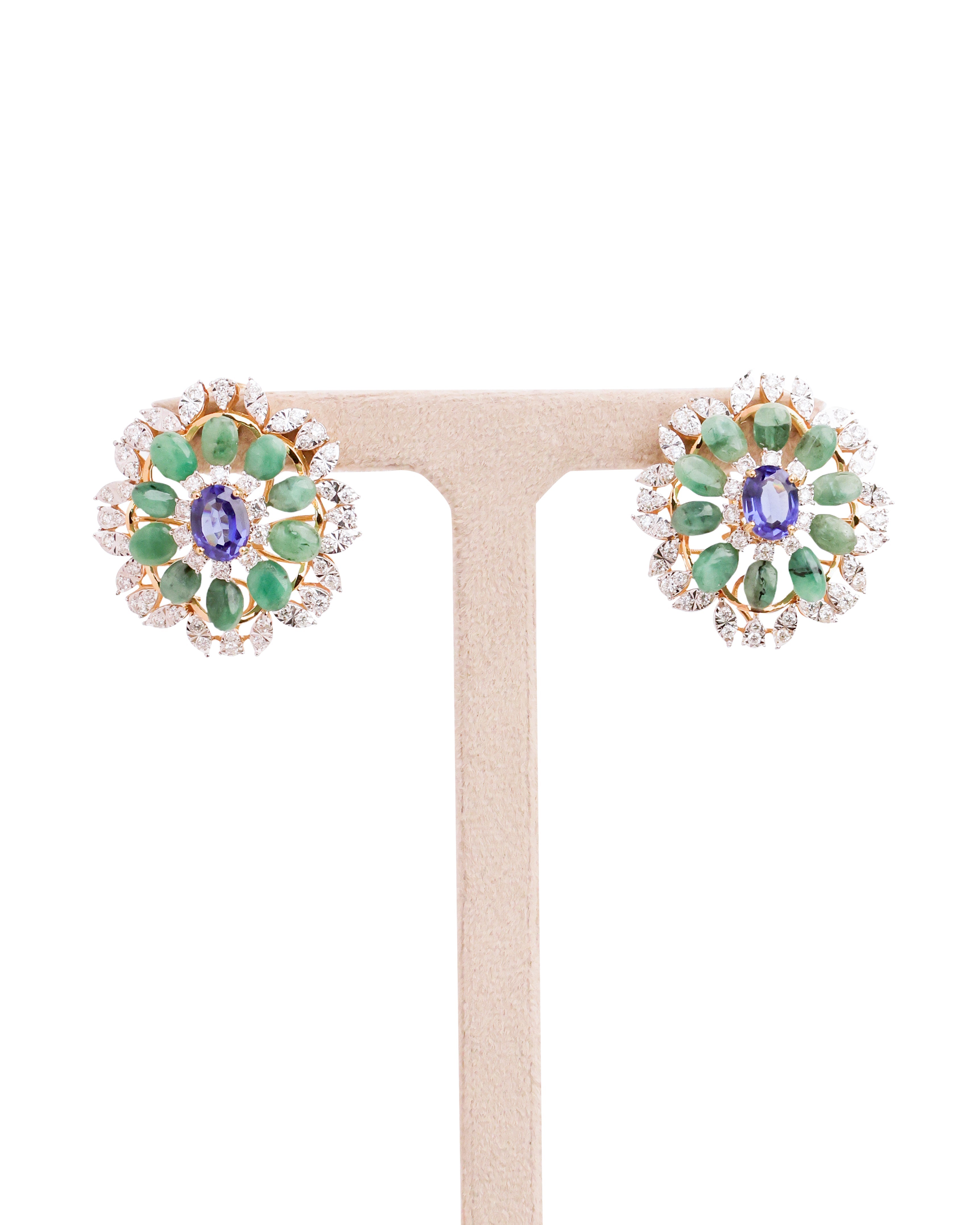 Coloured Stone Diamond Earrings