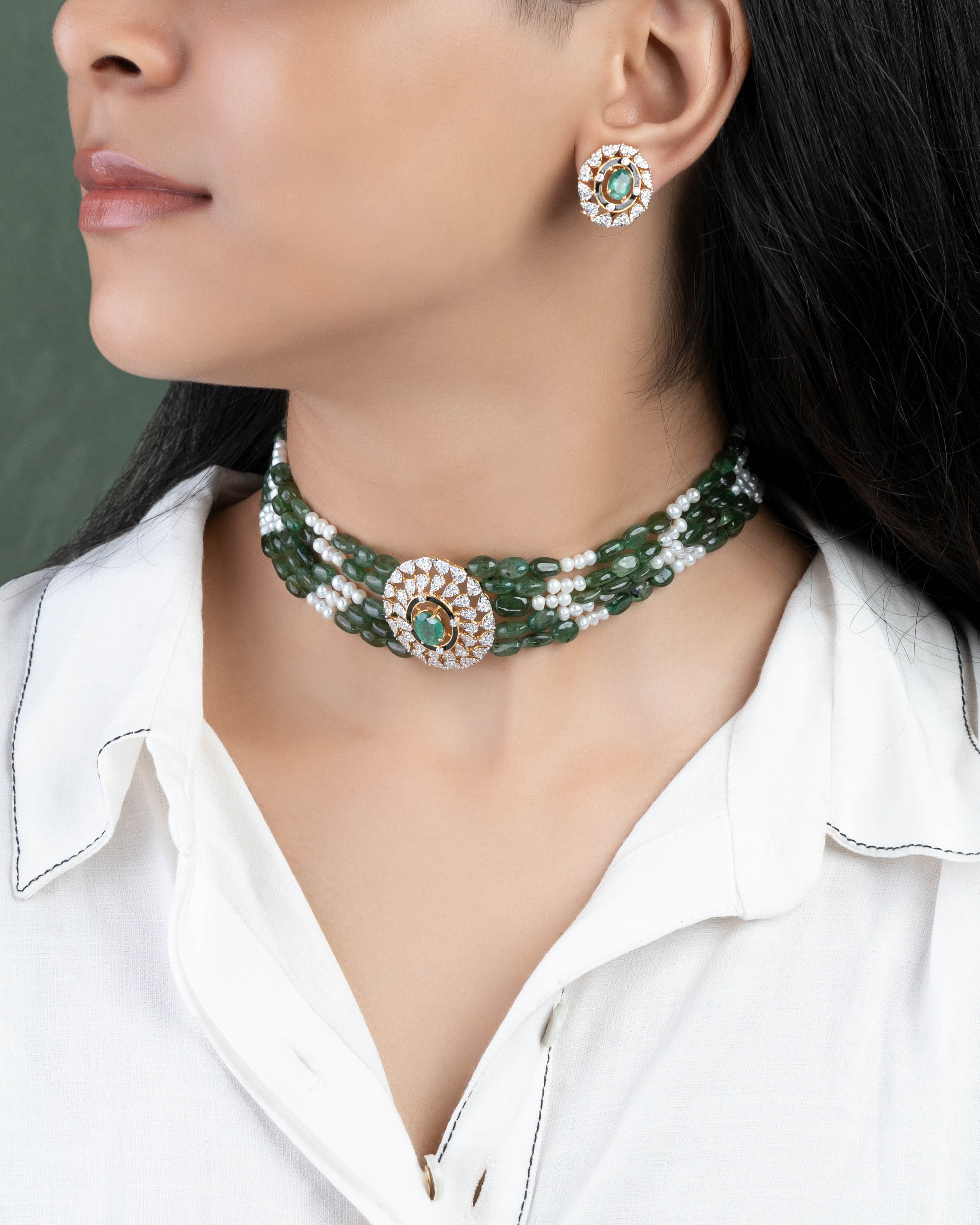 Tiya Diamond Bead Choker
