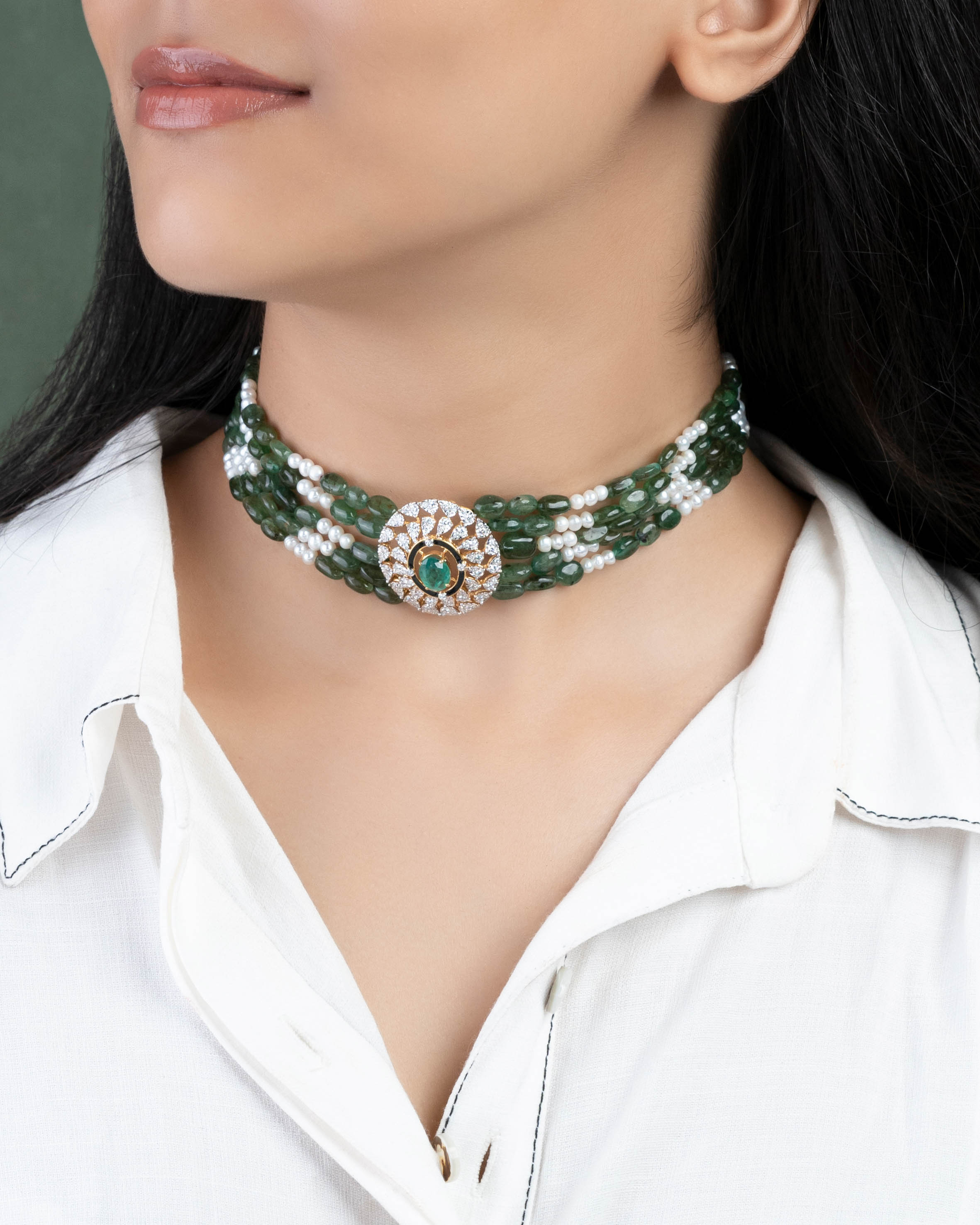 Tiya Diamond Bead Choker