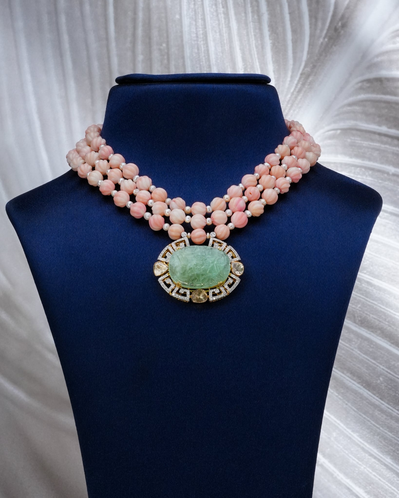 Raveena Polki And Diamond Bead Pendant