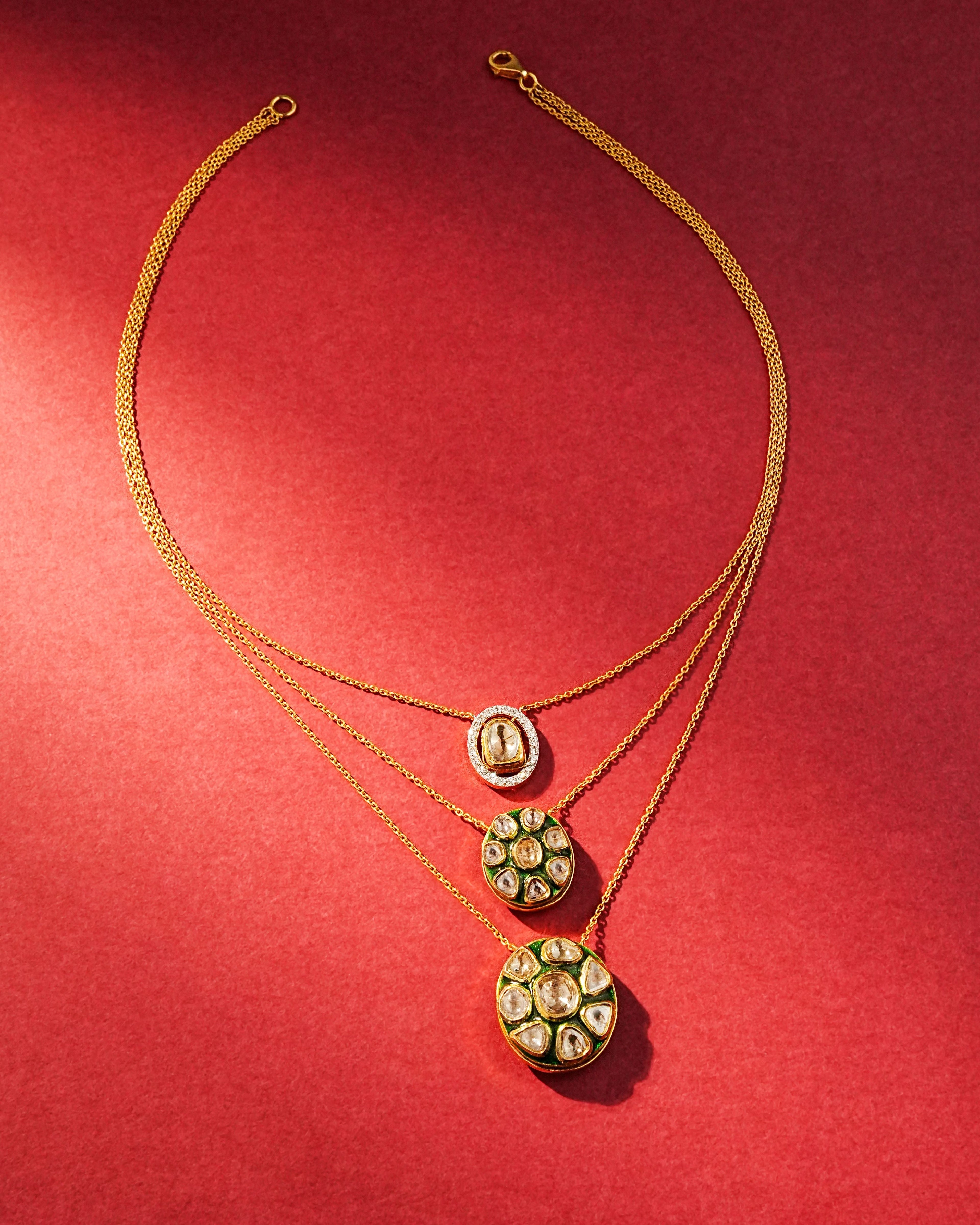 Kirti Polki And Diamond Pendant