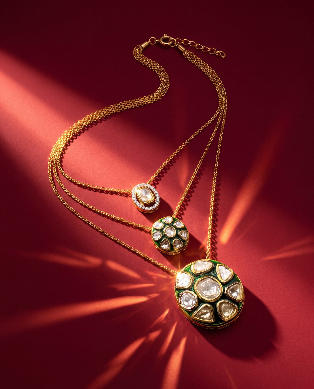 Kirti Polki And Diamond Pendant