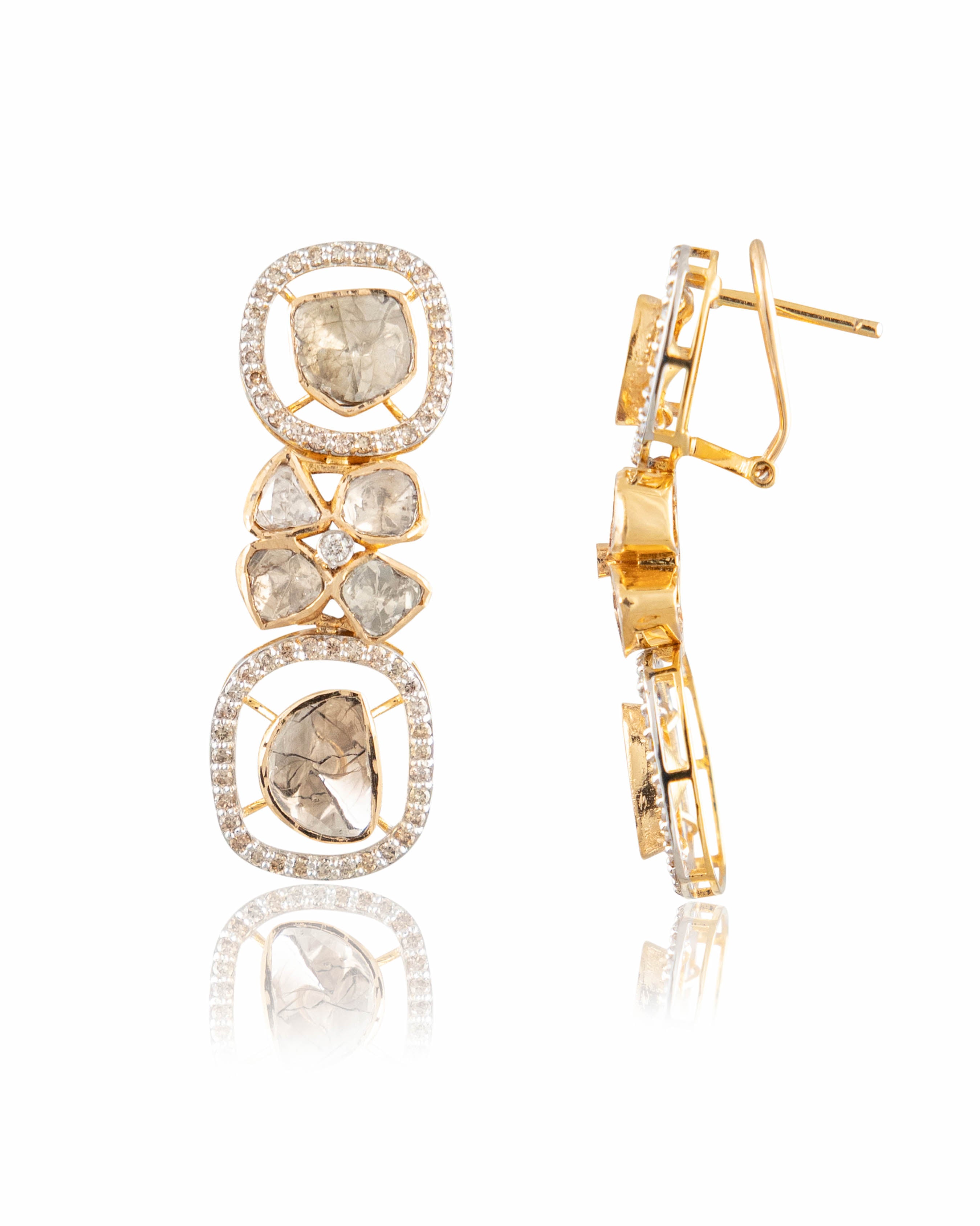 Akansha Polki And Diamond Long Earrings