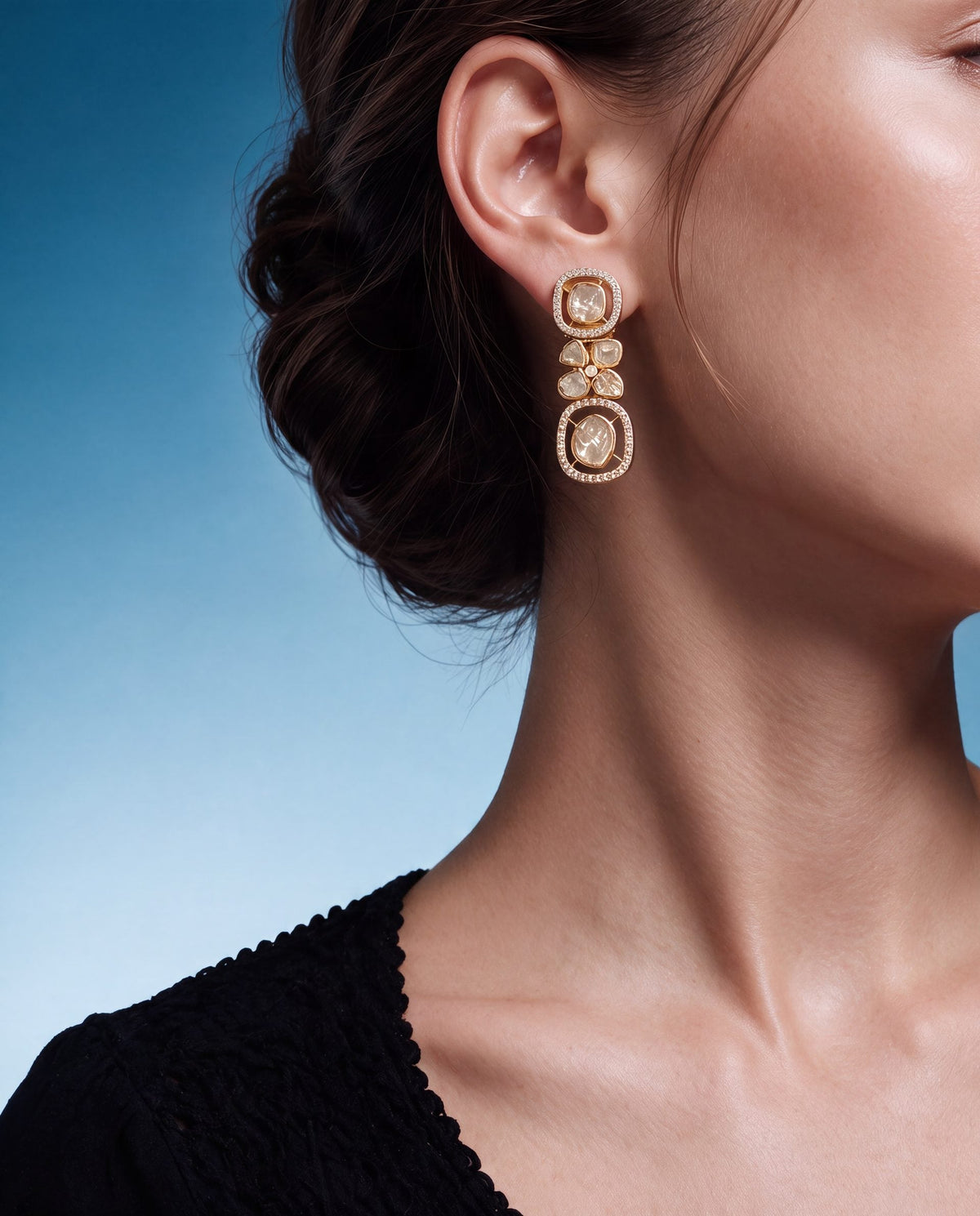 Akansha Polki And Diamond Long Earrings