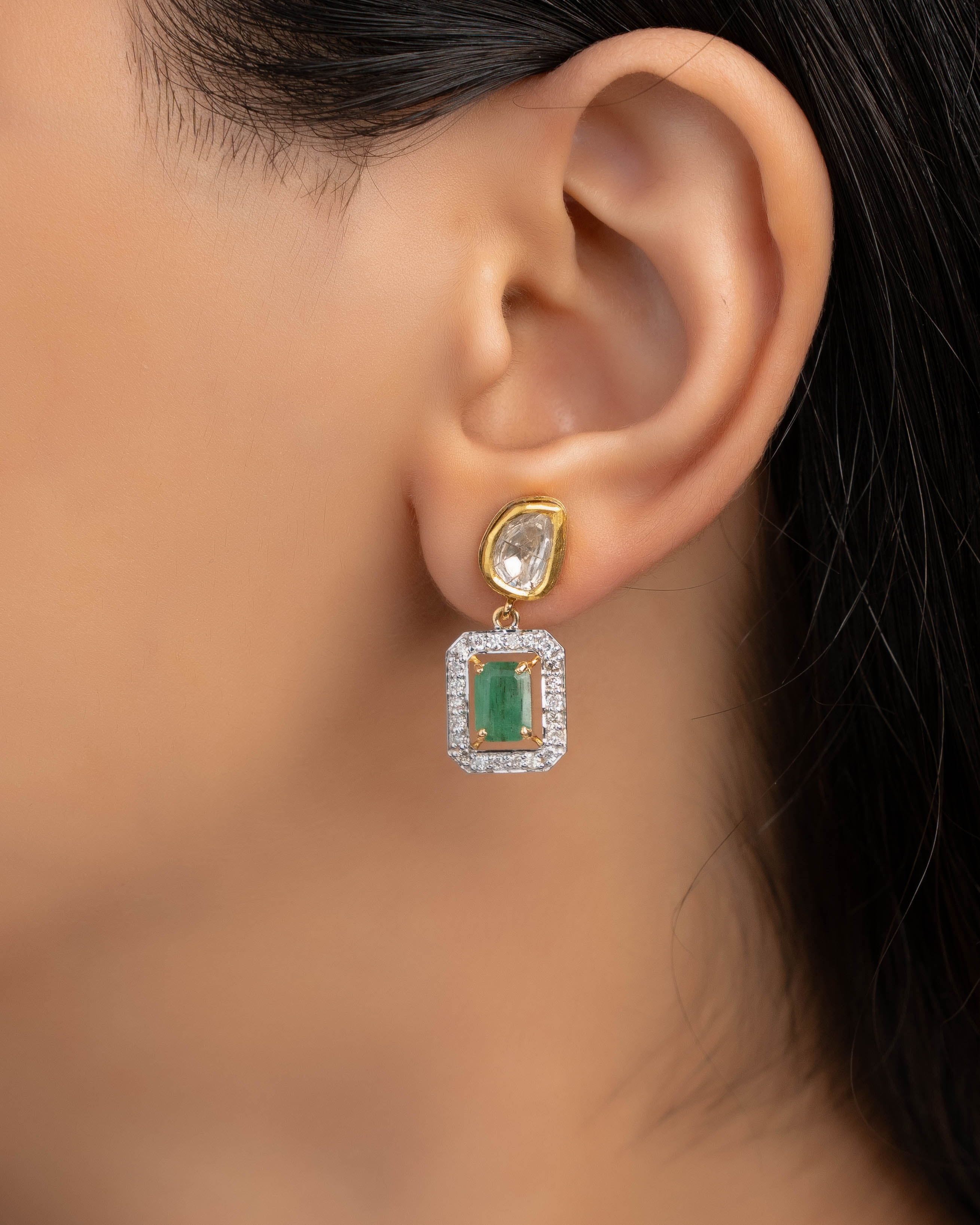 Laina Polki And Diamond Long Earring