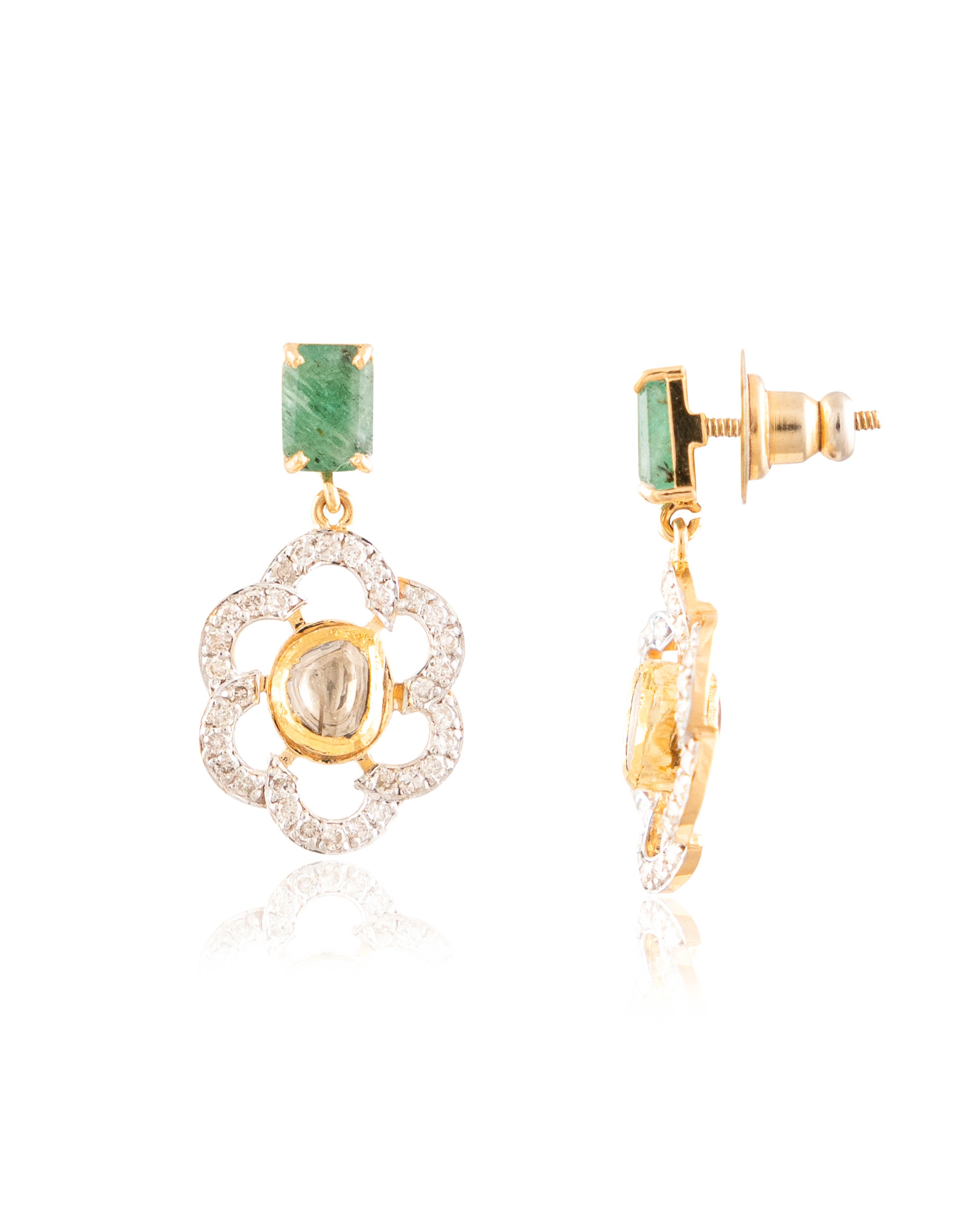 Era Polki And Diamond Long Earrings