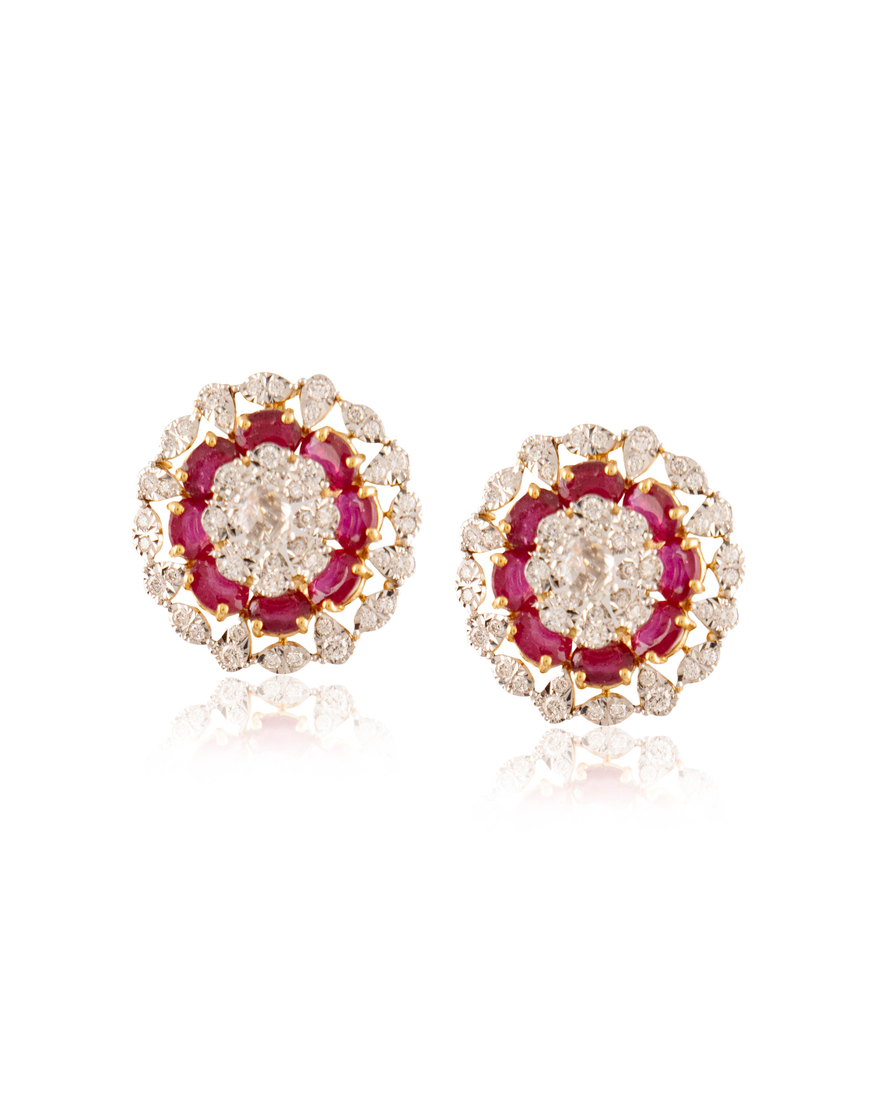 Diamond Ruby Stud Earrings