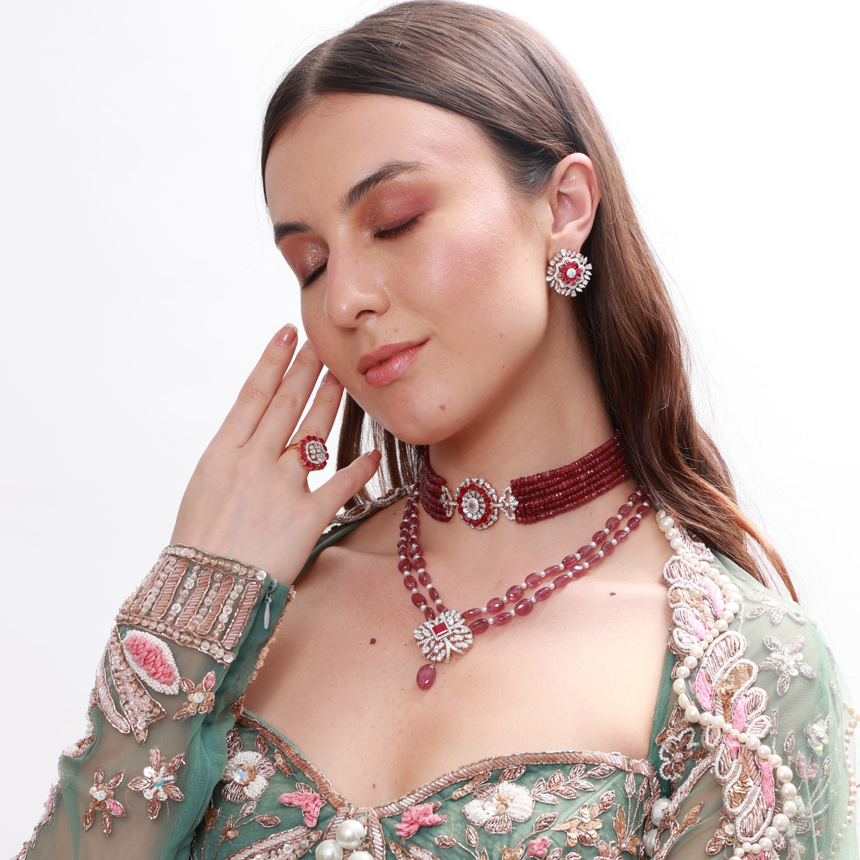 Diamond Bead Bridal Set