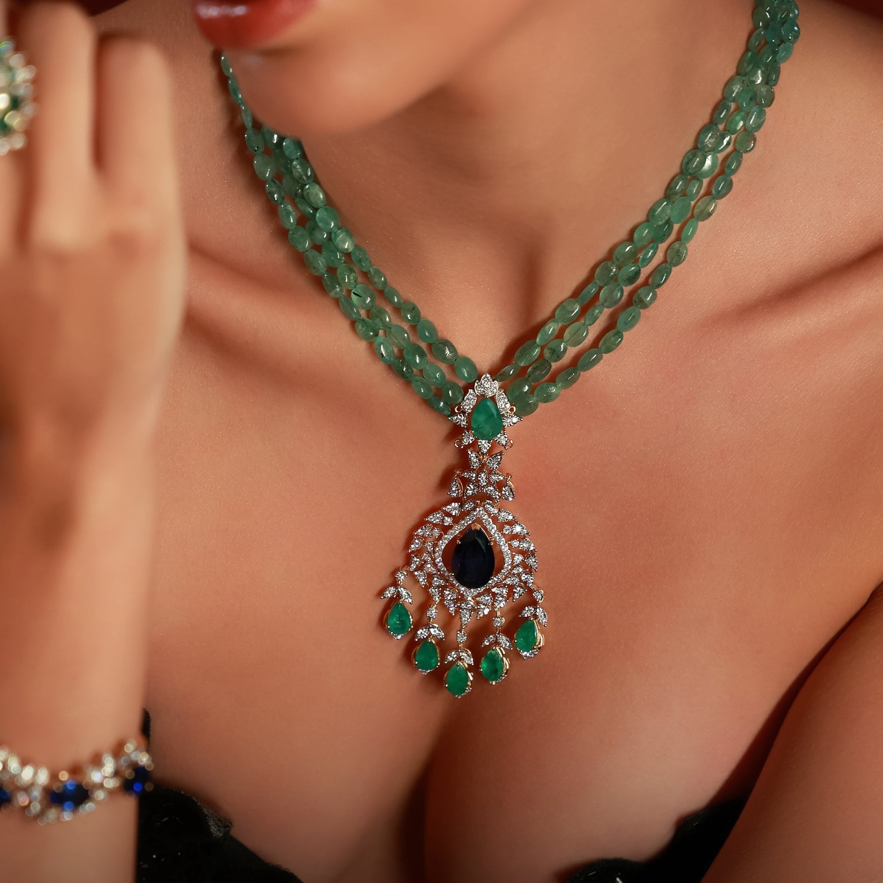 Diamond Bead Pendant for Women