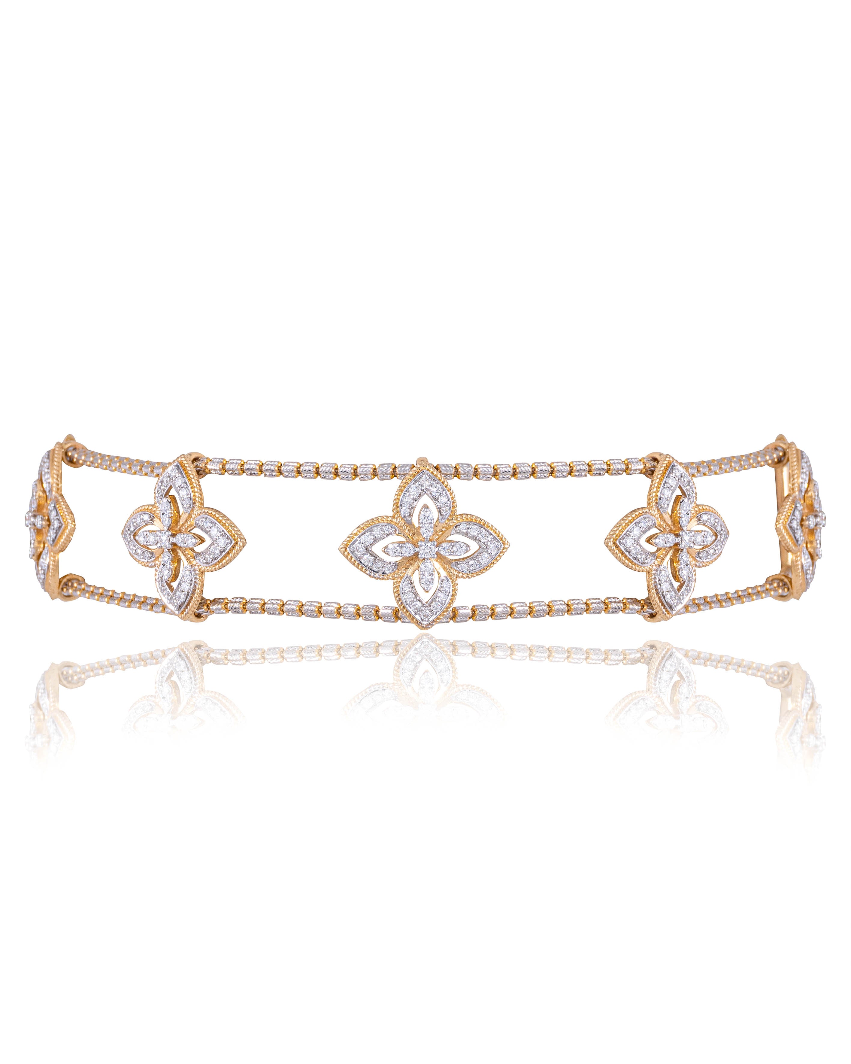 Floral Gold Diamond Choker