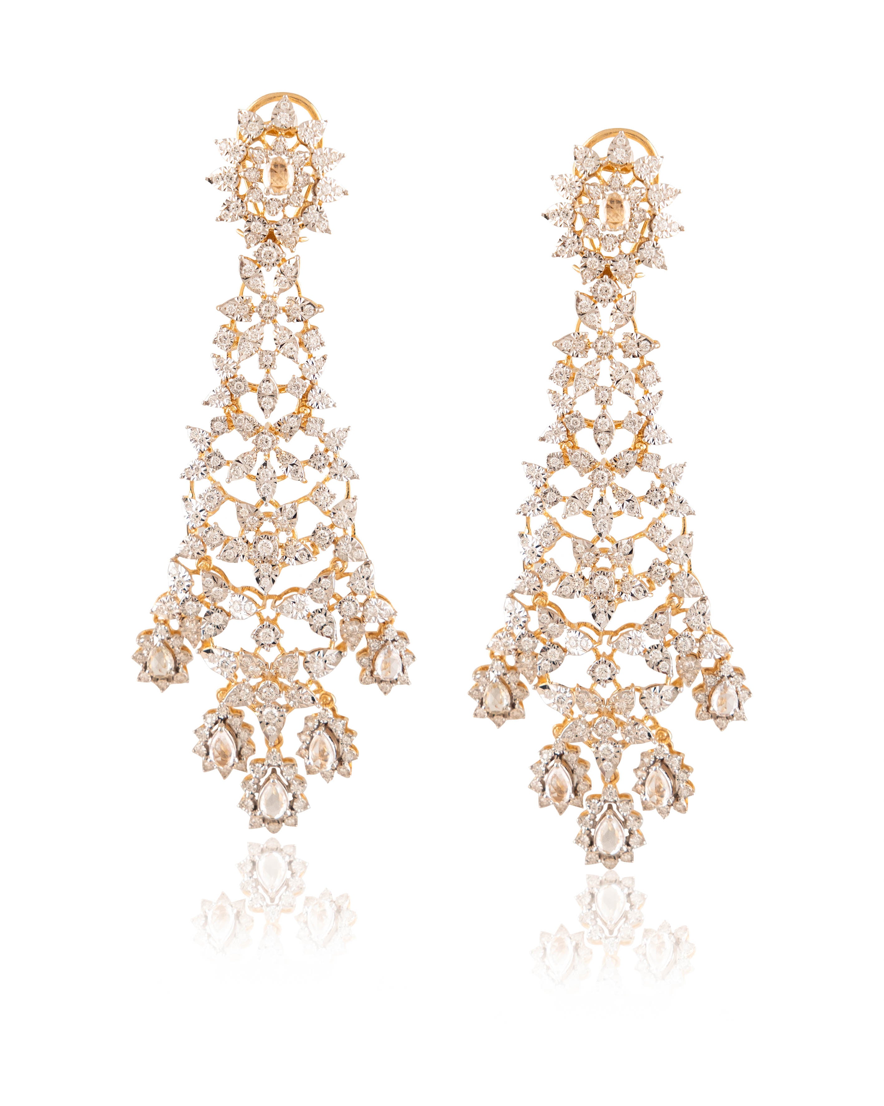 Flower Design Long Earrings