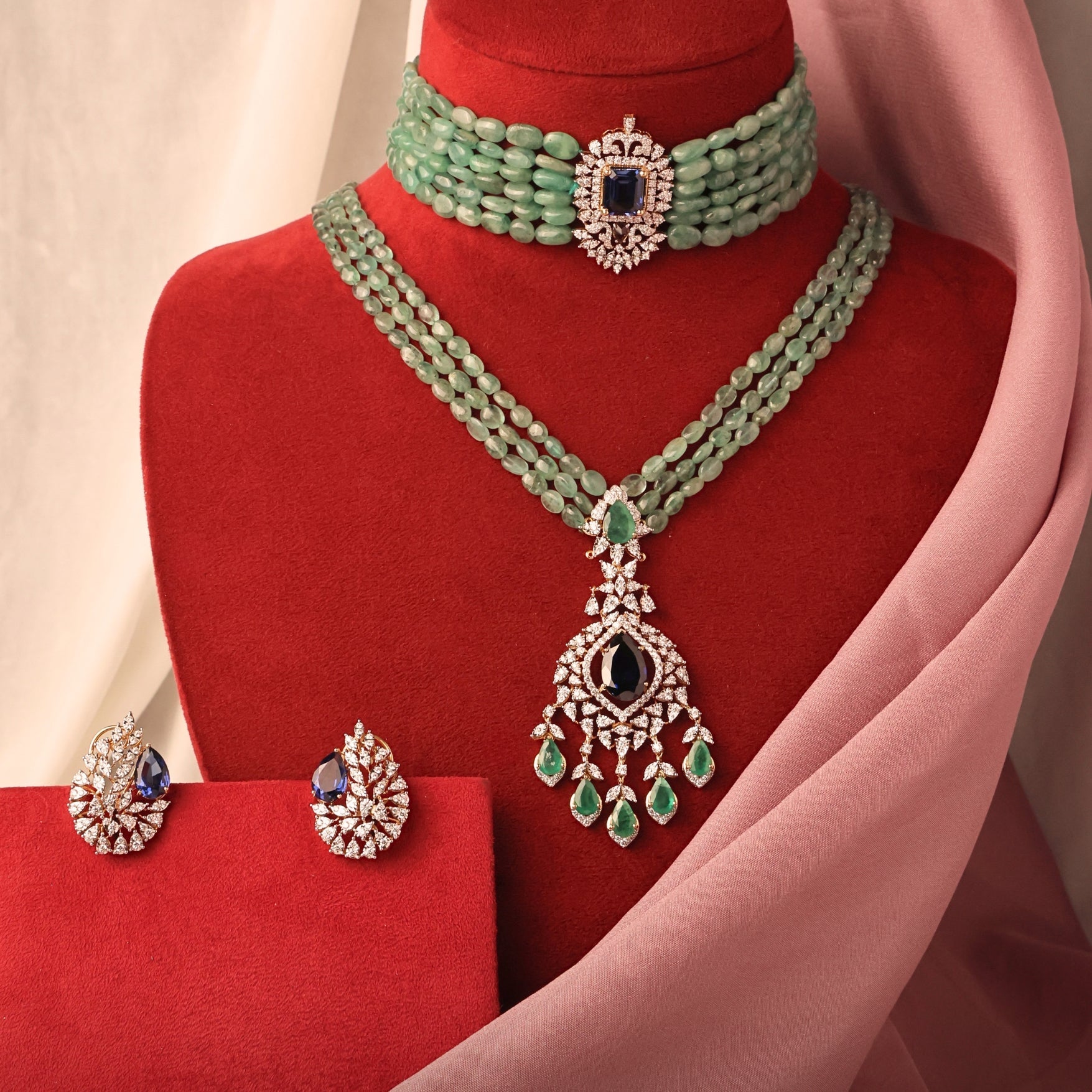 Green Bead Bridal Set