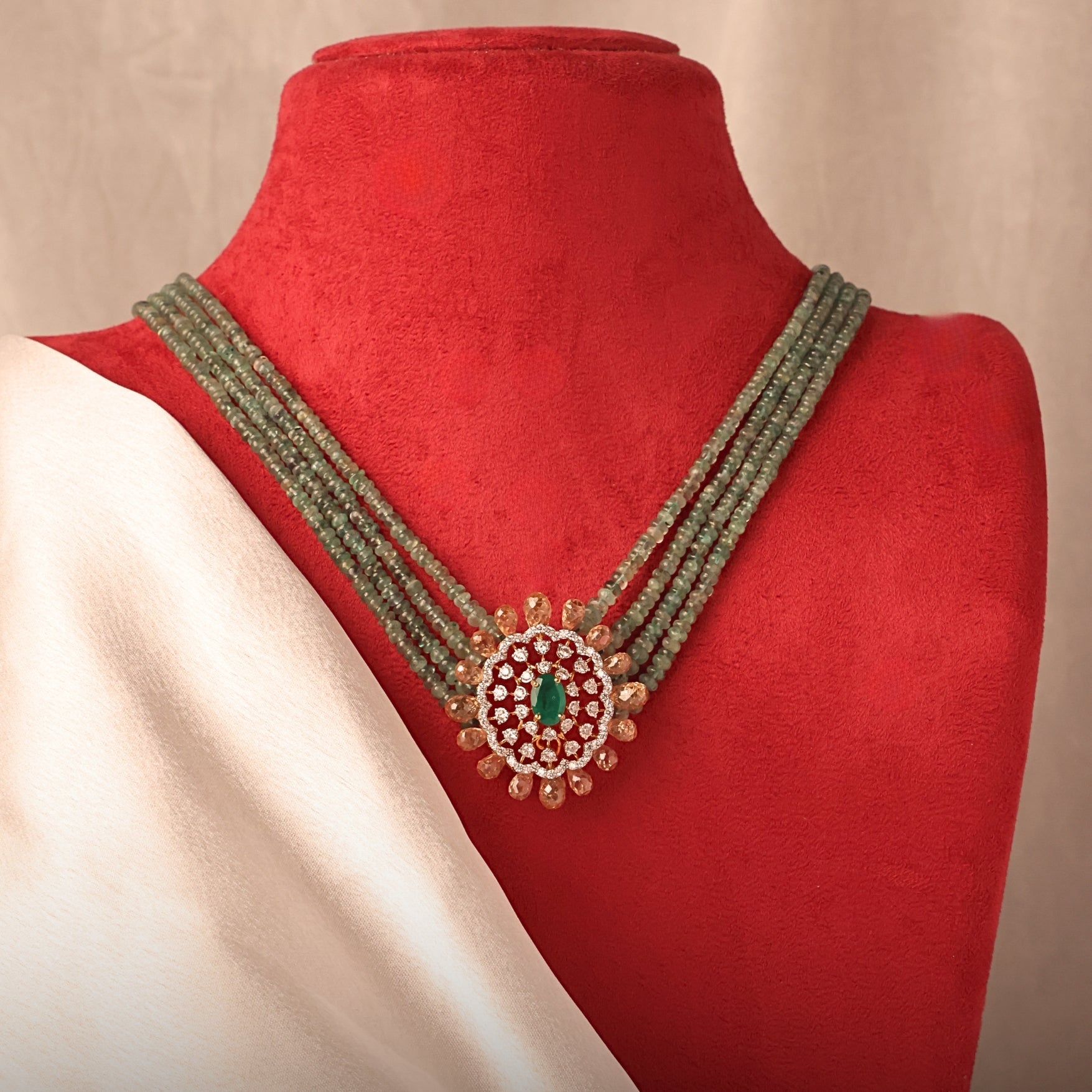 Green Bead Diamond Pendant