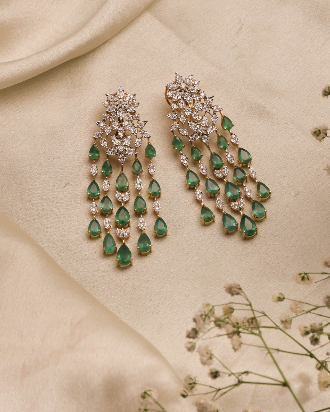 Green Long Earrings