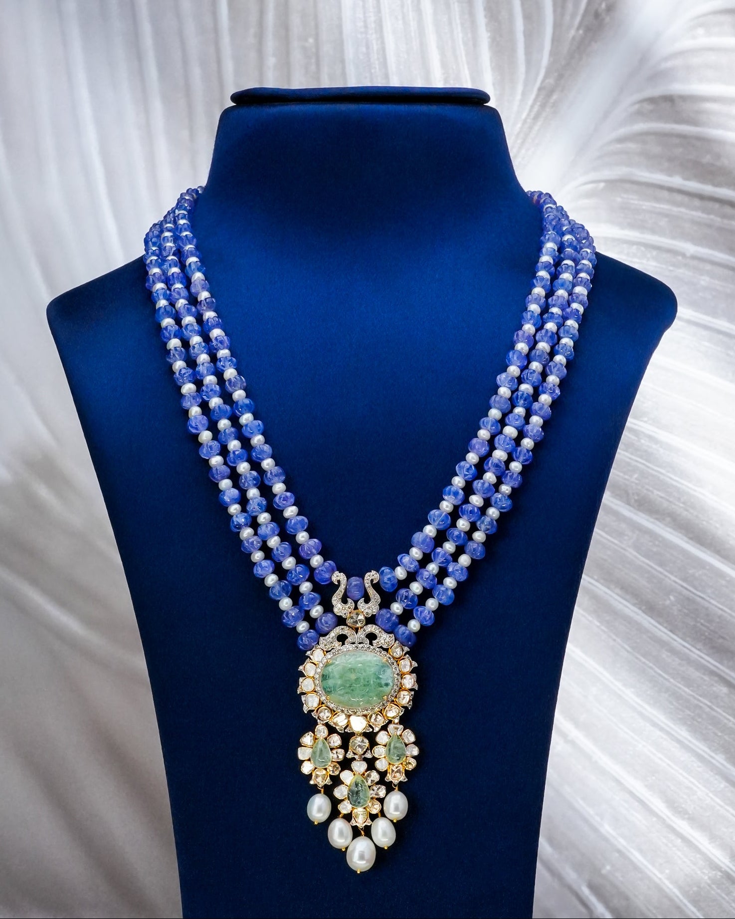 Irisa Polki And Diamond Bead Pendant