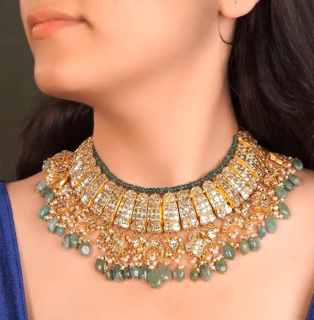 Serafima Necklace And Shilpa Chandbalis Polki Set