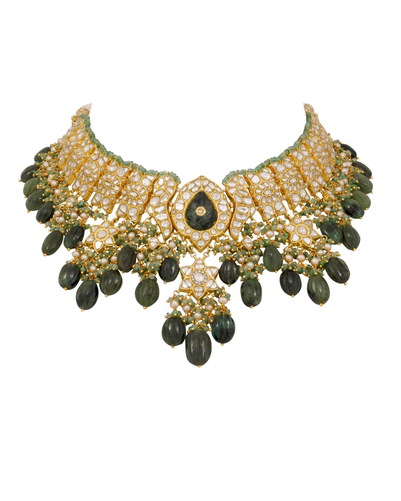 Nikki Necklace And Suman Chandbalis Polki Set