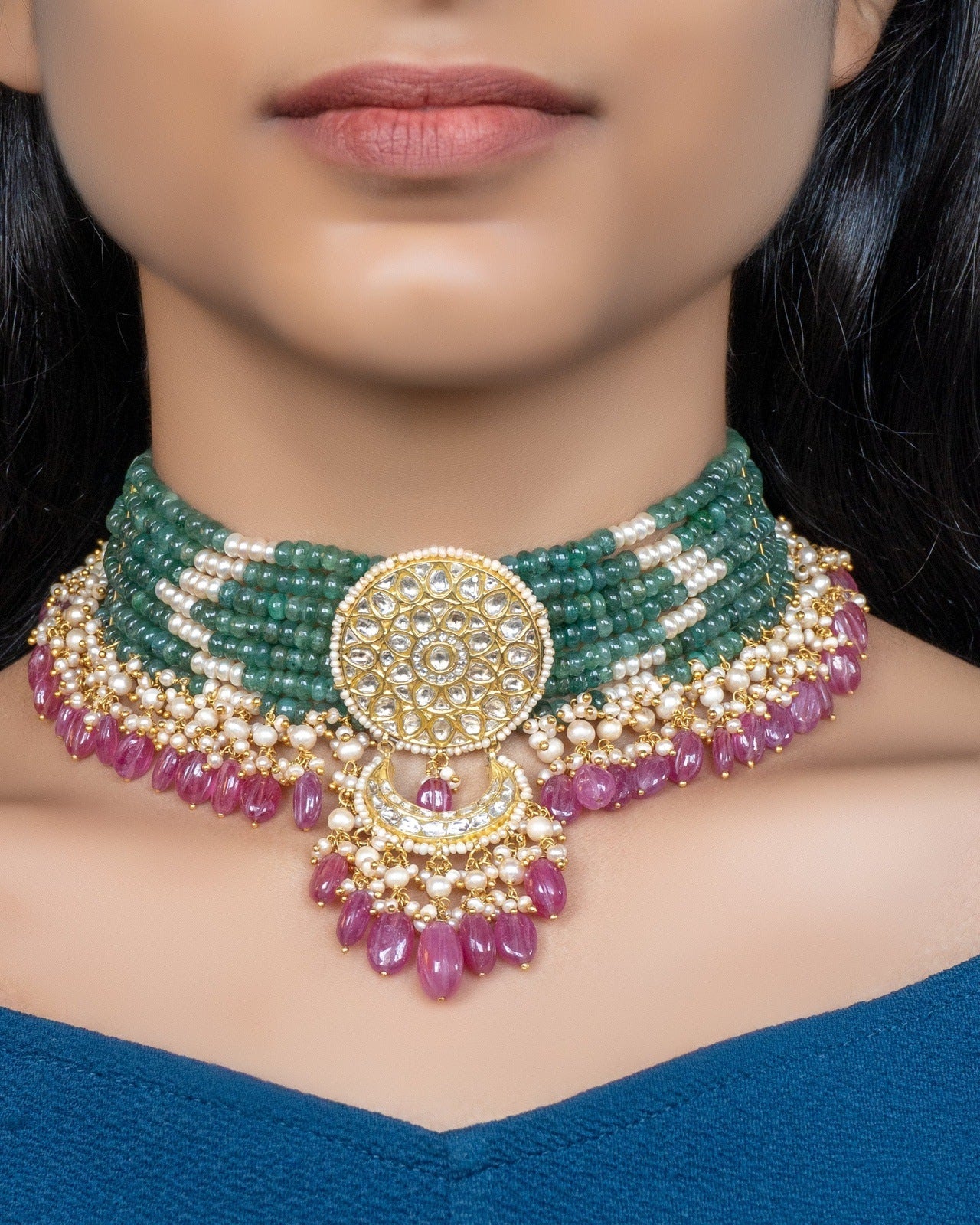 Vijantra Polki Bead Choker