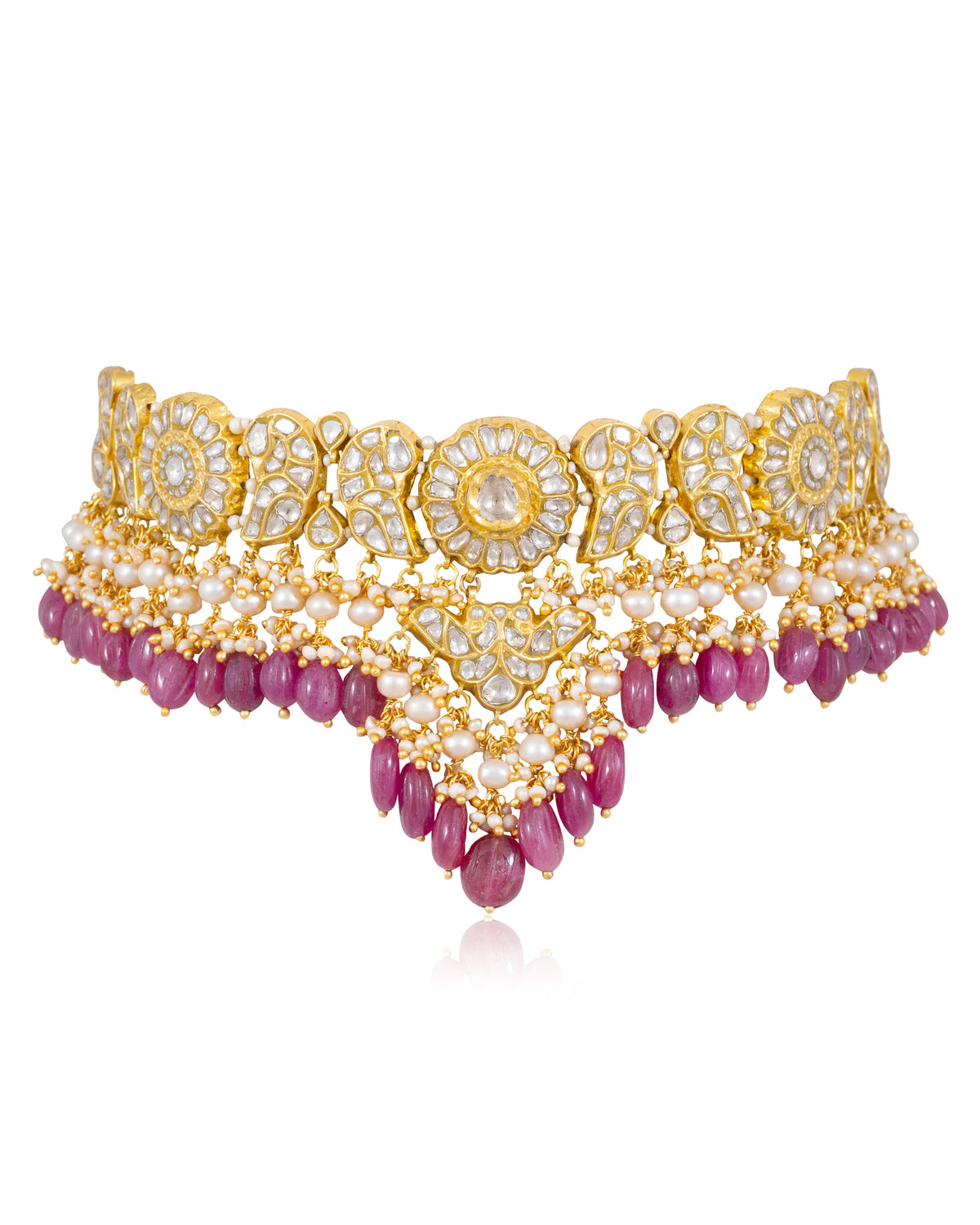 Siyali Choker And Katherine Long Earrings Polki Set