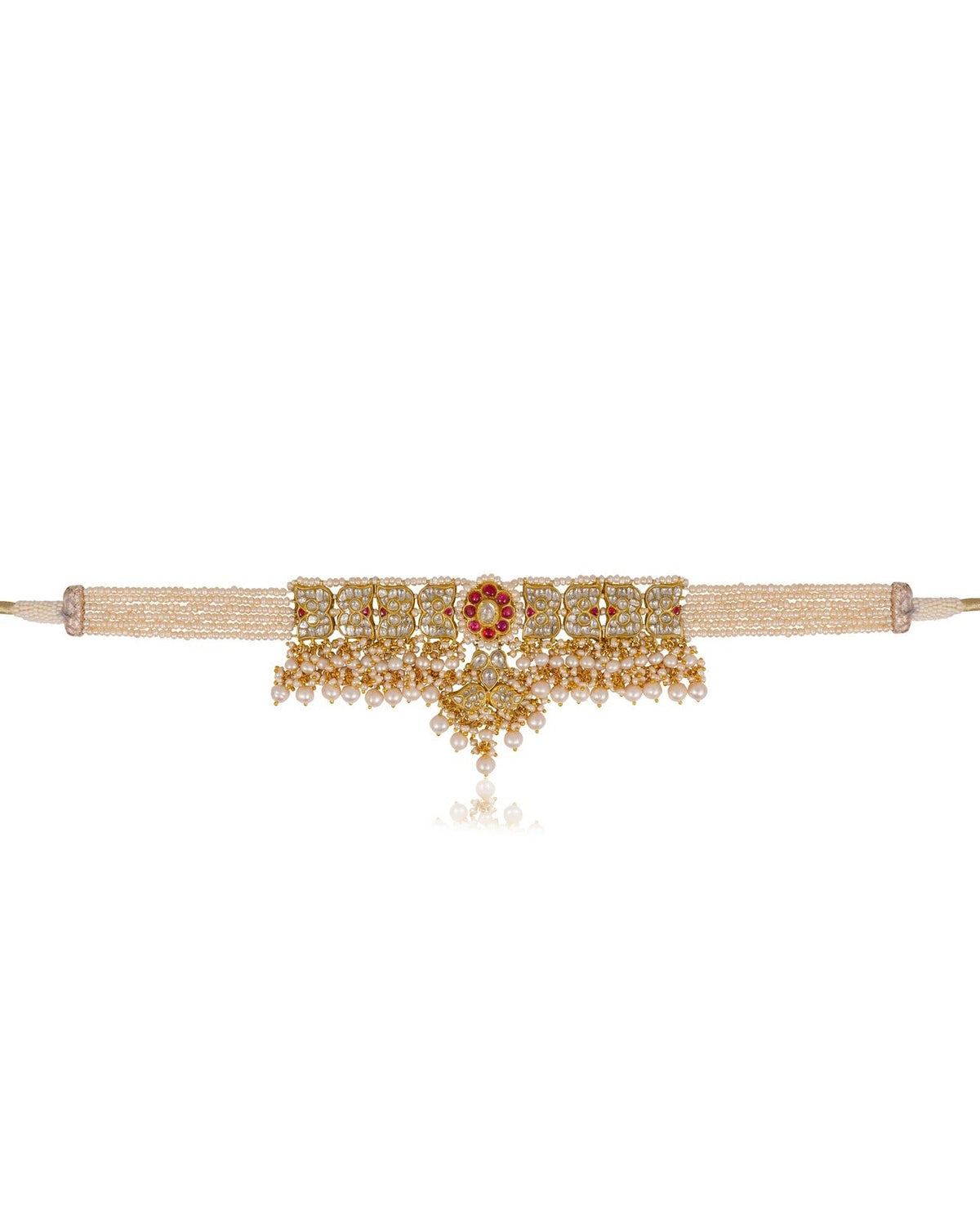 Mughda Choker And Pihu Long Earrings Polki Set