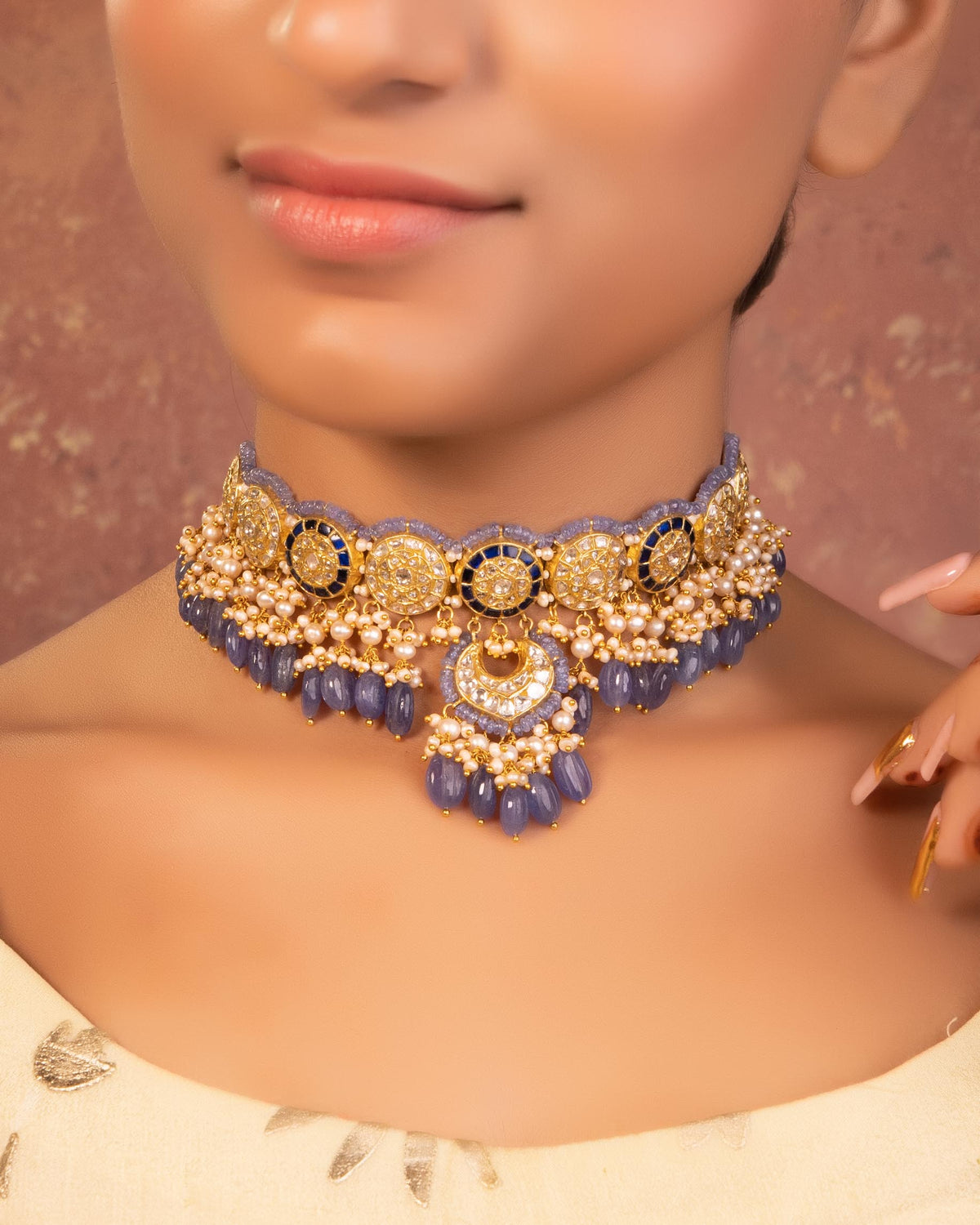 Dipiksha Choker And Neehaar Chandbalis Polki Set