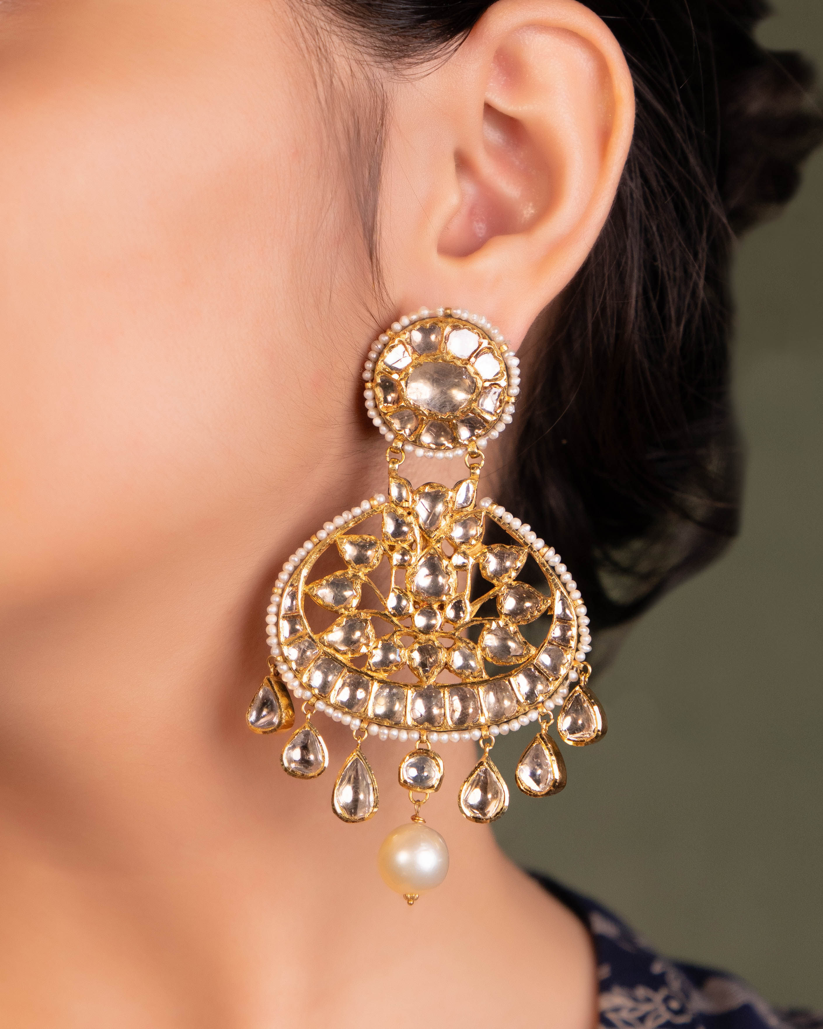 Jagruti Jadau Polki Long Earrings - NO ORDERS