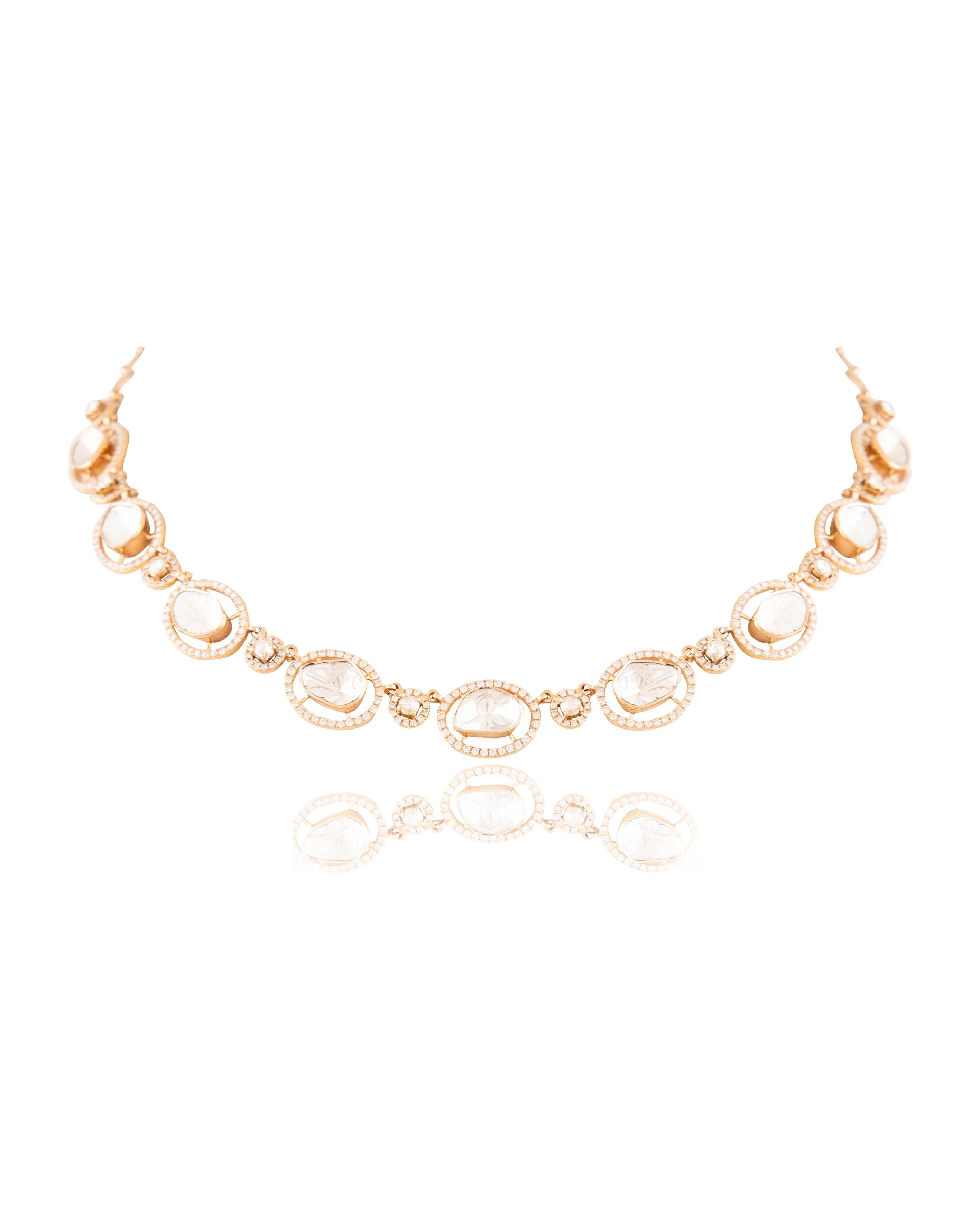 Zeshani Necklace And Reshma Long Earrings Polki And Diamond Set