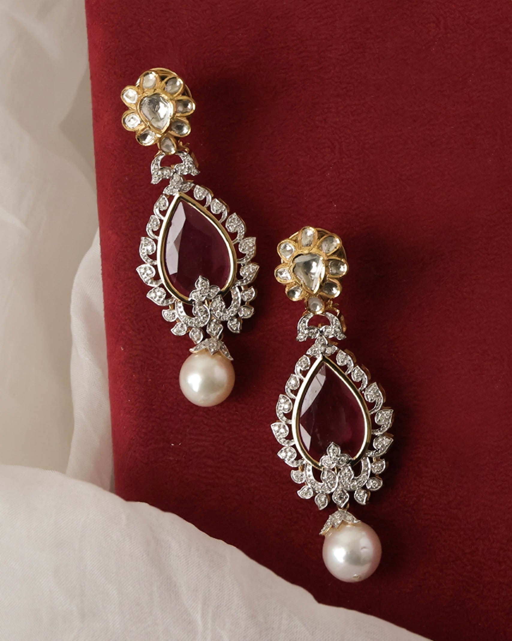 Jadau Polki Long Earrings