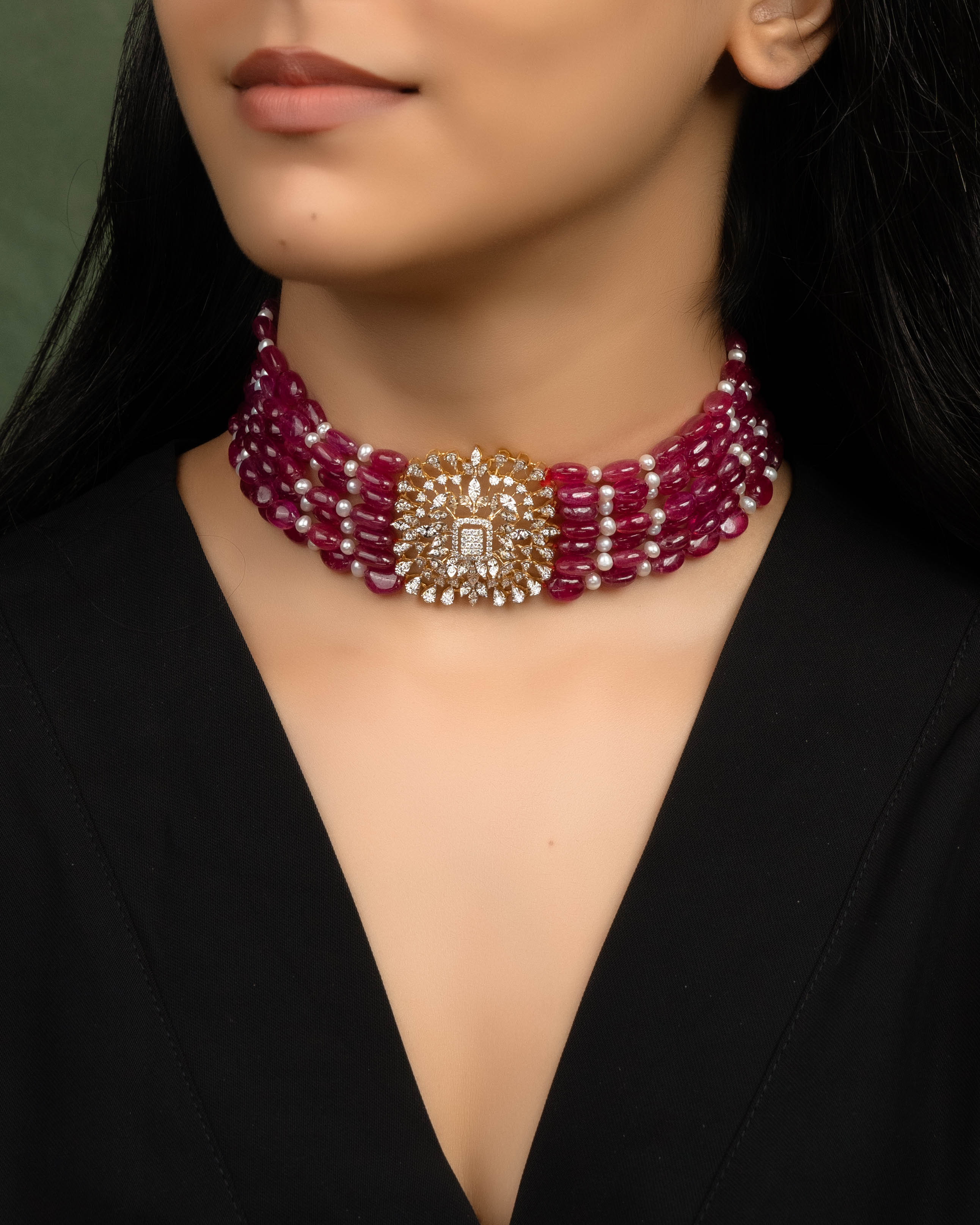 Natural Diamond Beaded Choker