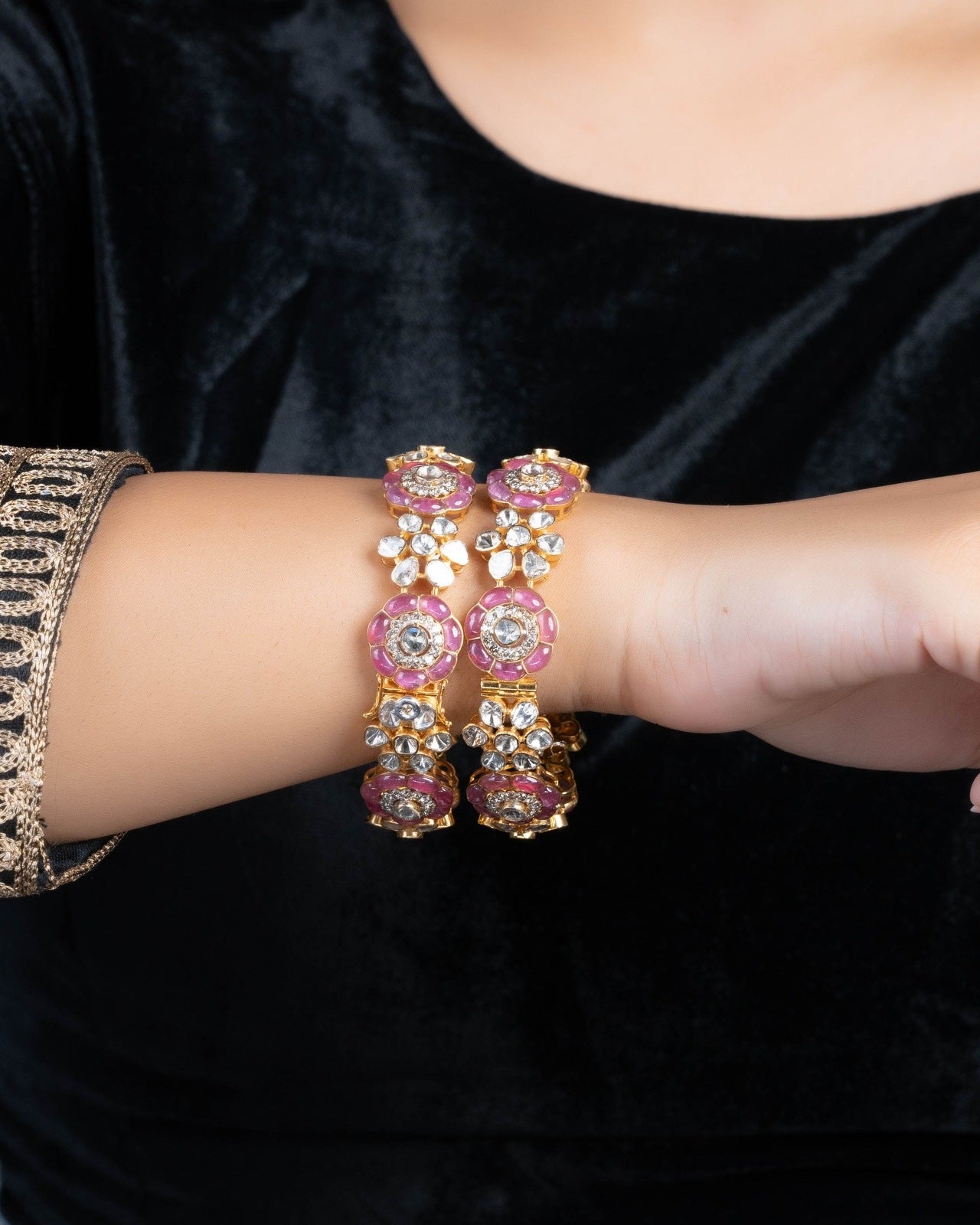 Raha Polki And Diamond Bangle