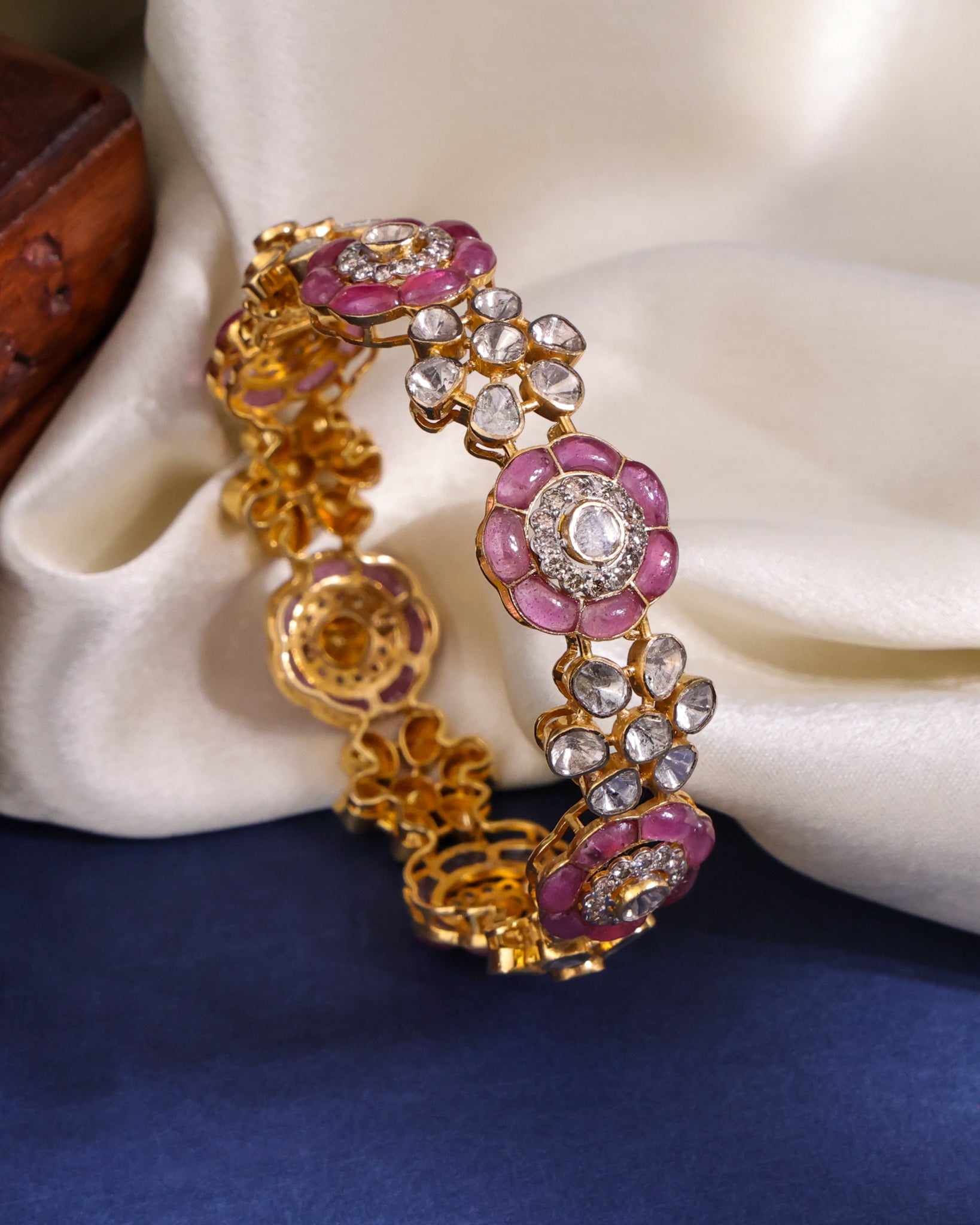 Mehya Polki And Diamond Bangle