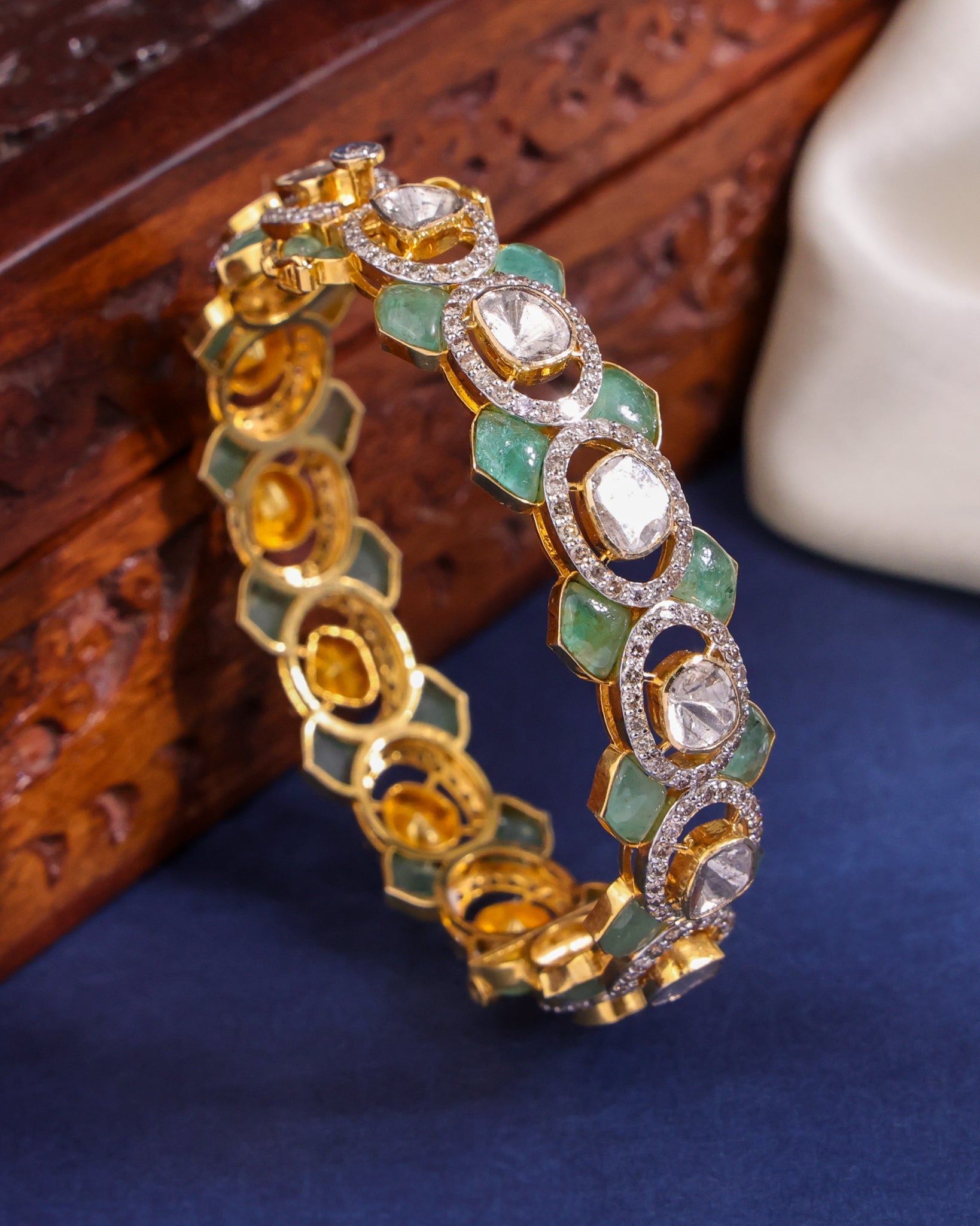 Veenta Polki And Diamond Bangle