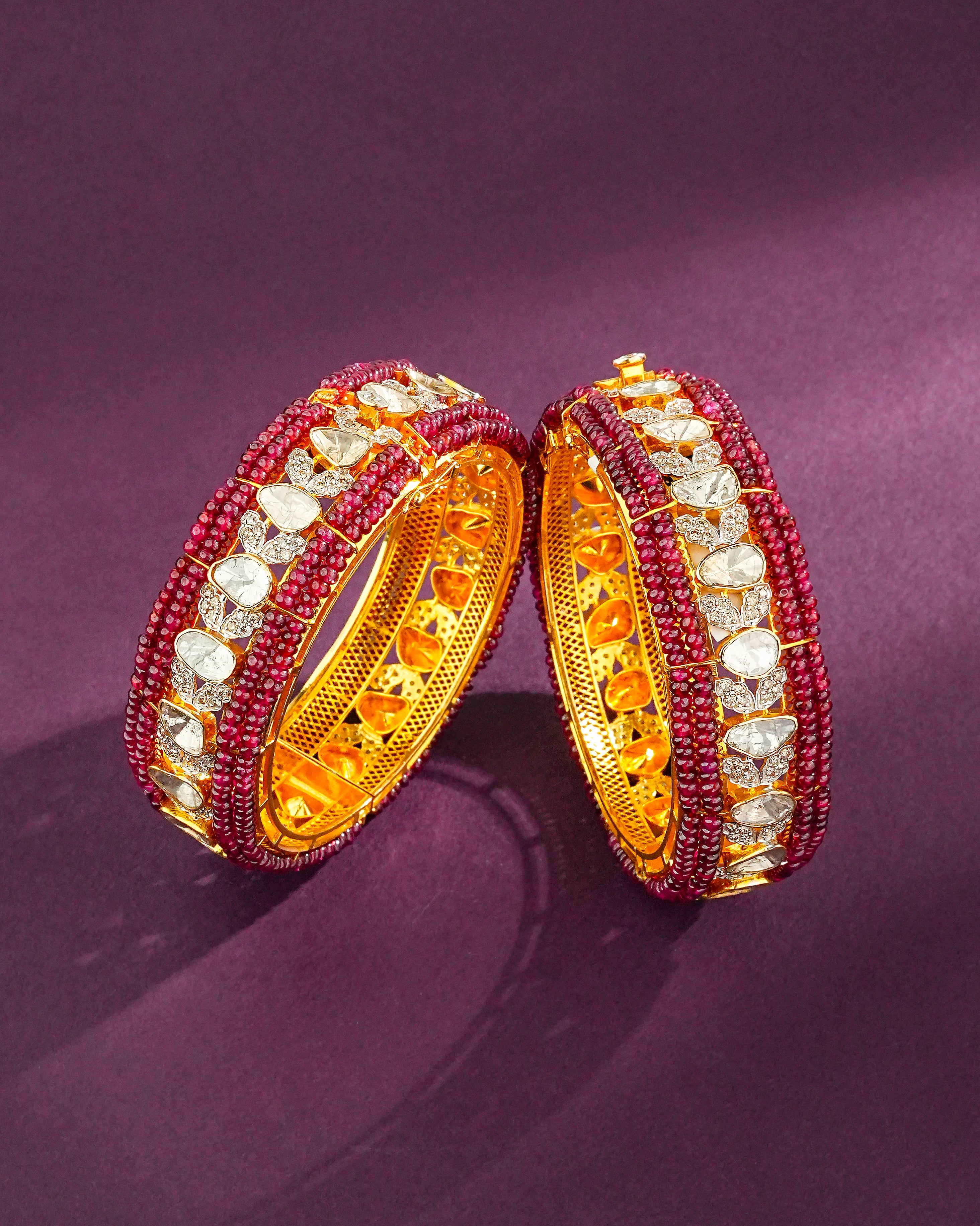 Stella Polki And Diamond Bangle