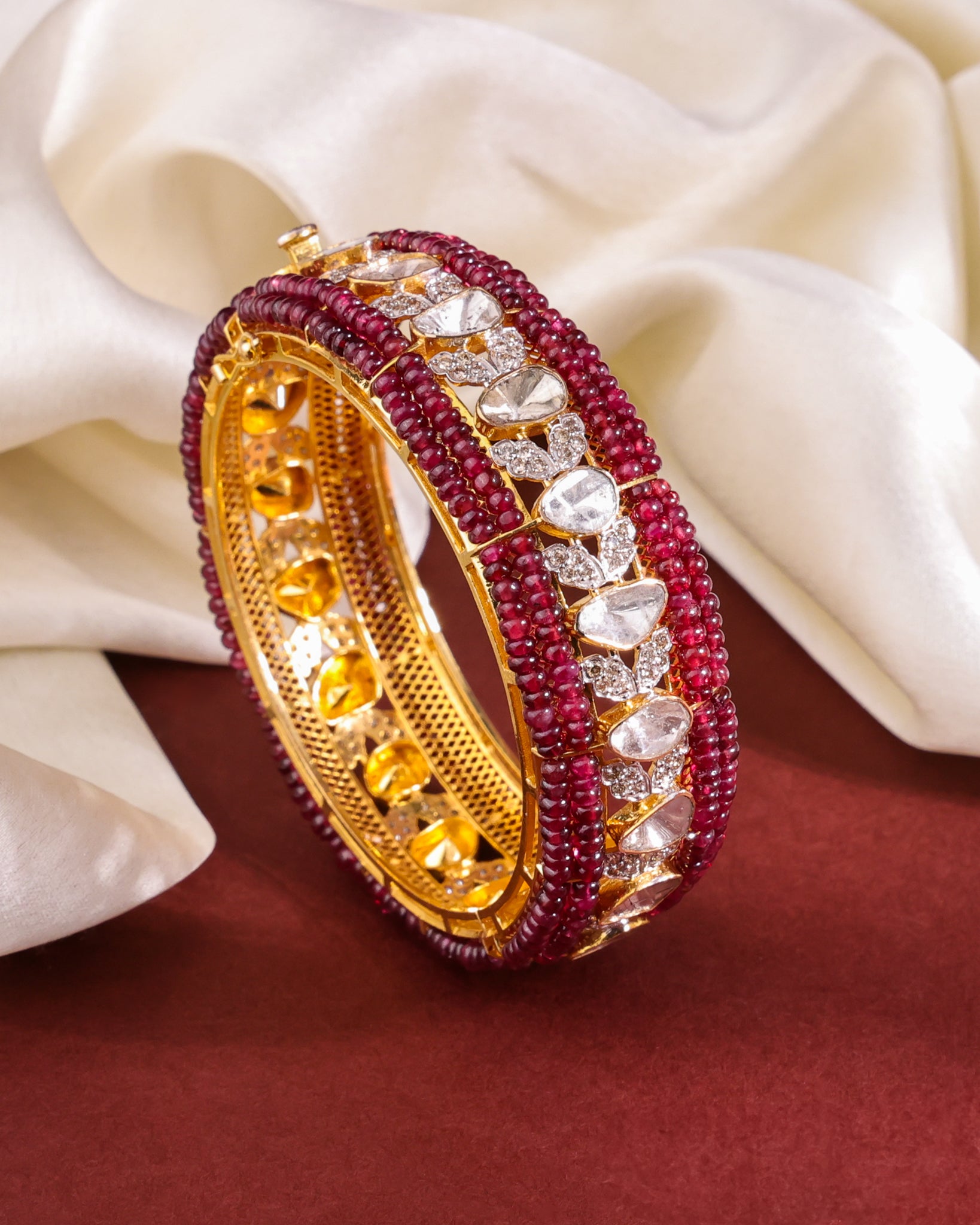 Stella Polki And Diamond Bangle