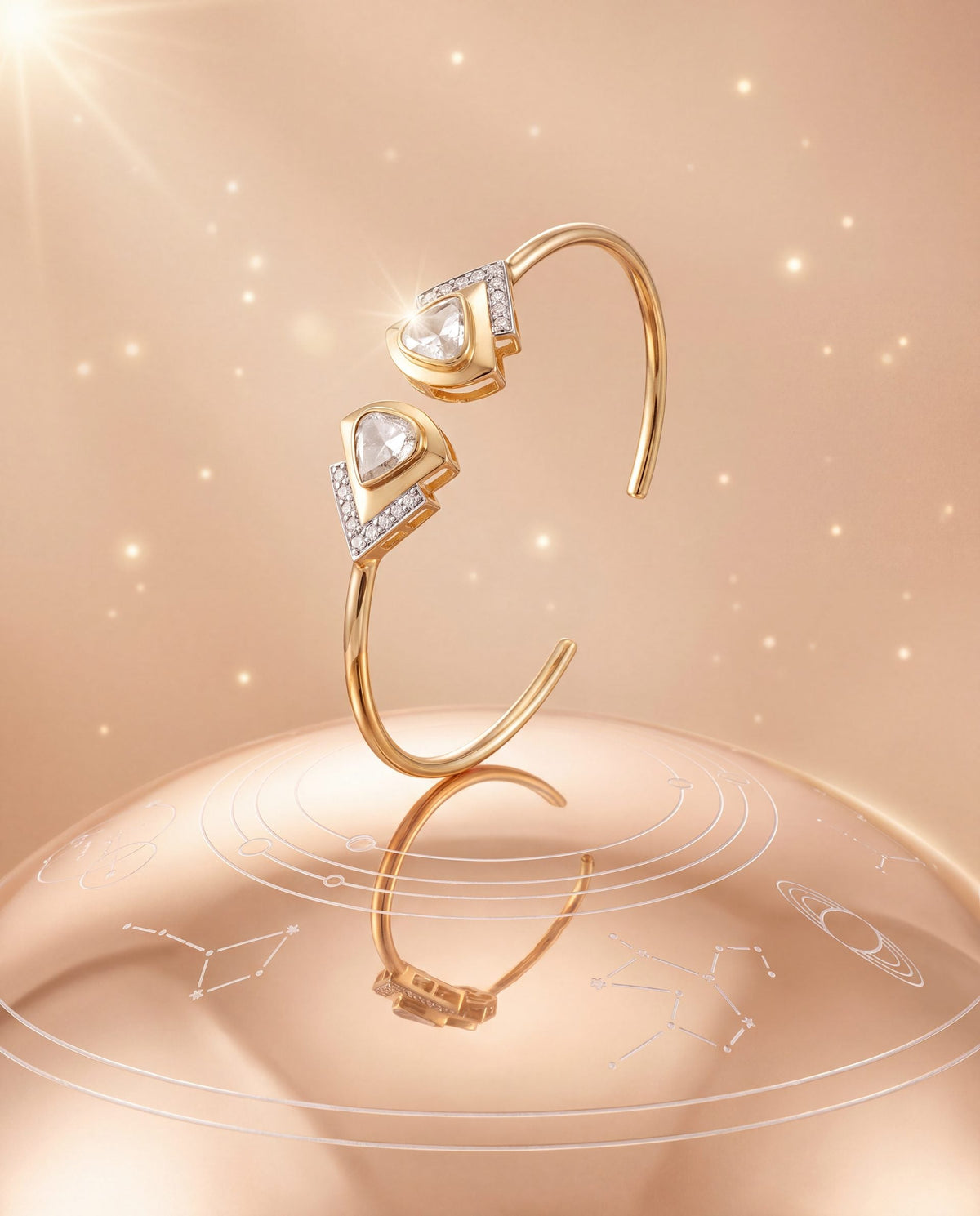 Misha Polki And Diamond Bangle