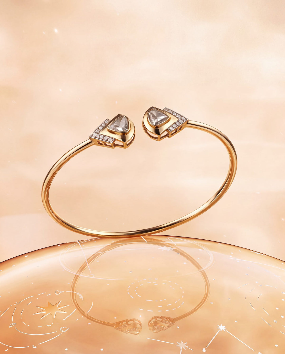Misha Polki And Diamond Bangle