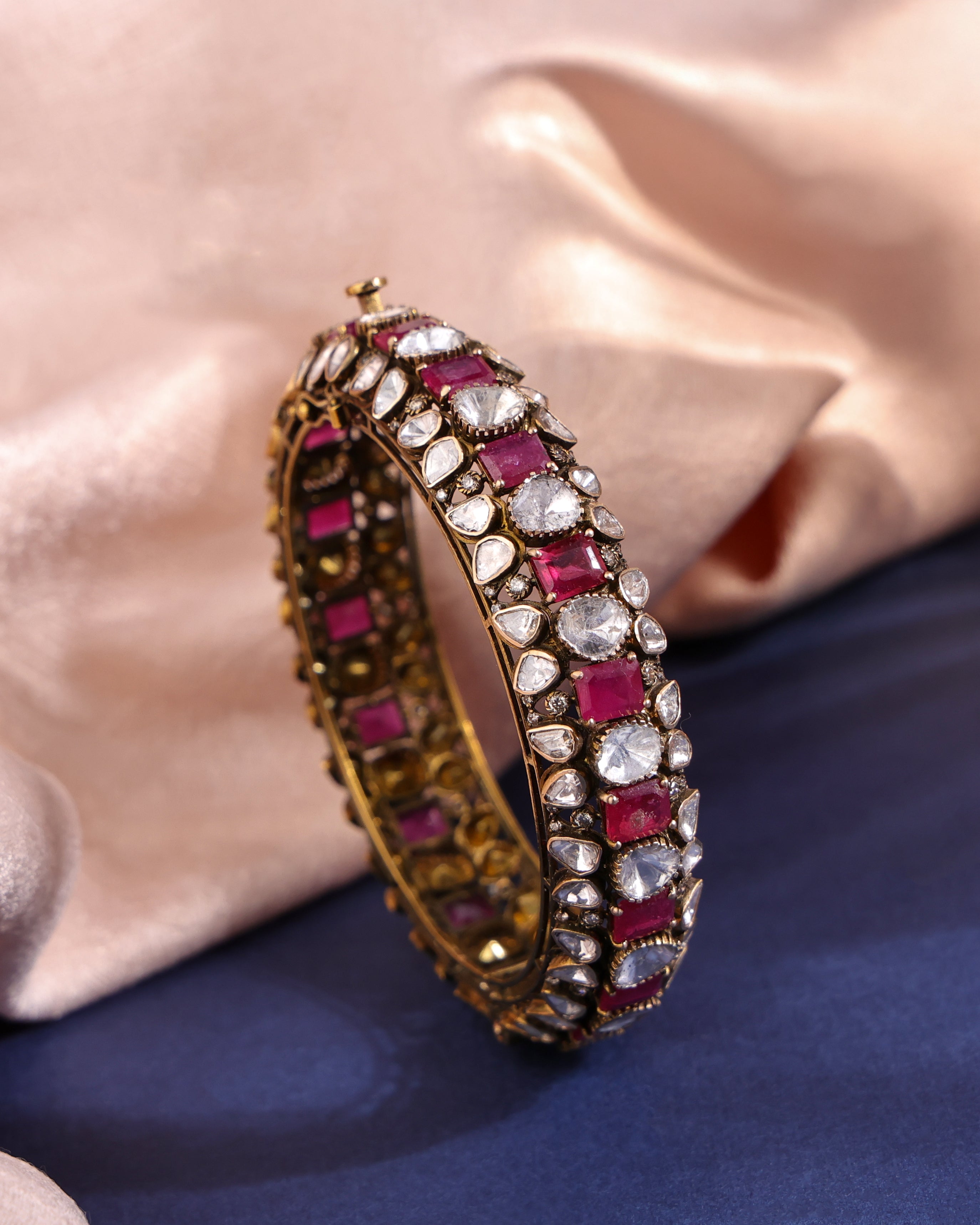 Nargis Polki And Diamond Bangle