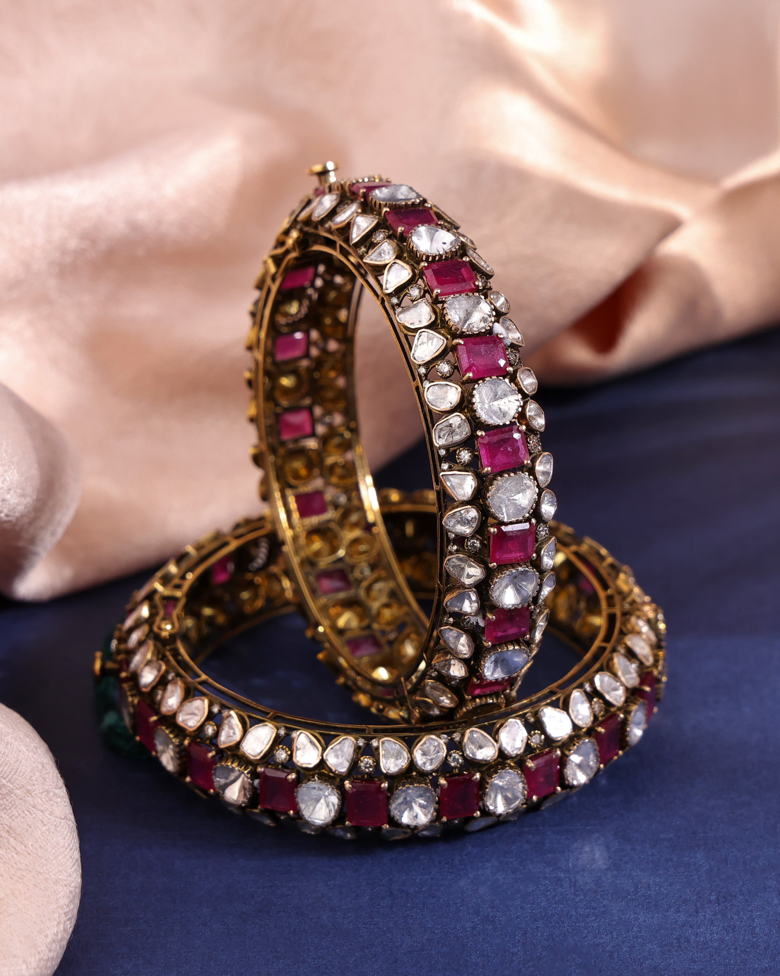Nargis Polki And Diamond Bangle