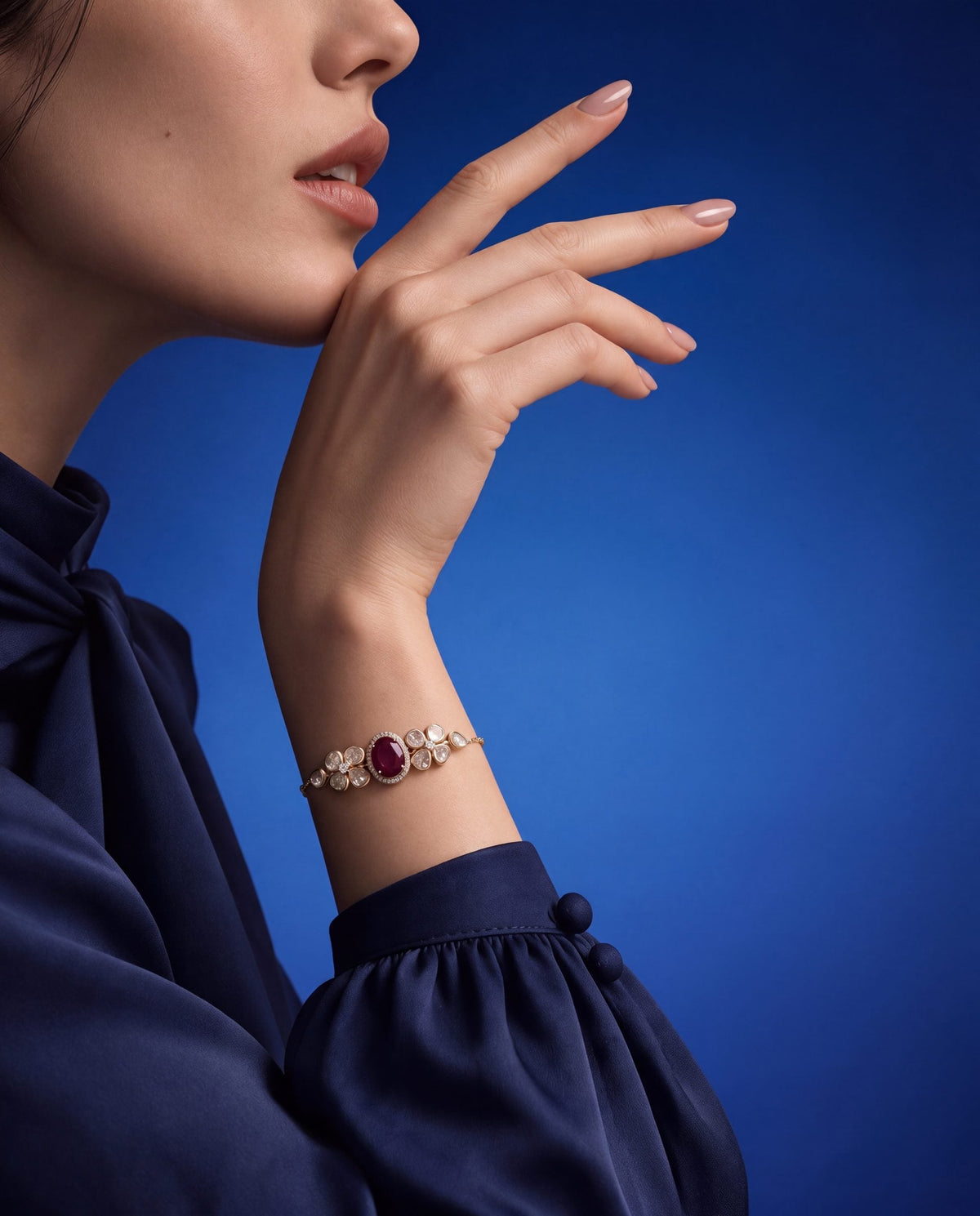 Catherine Polki And Diamond Loose Bracelet